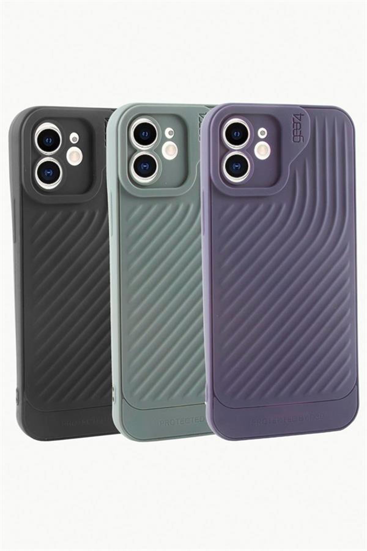 iPhone 11 6.1 Çizgili Lüx Gear Silikon Kılıf - Bordo