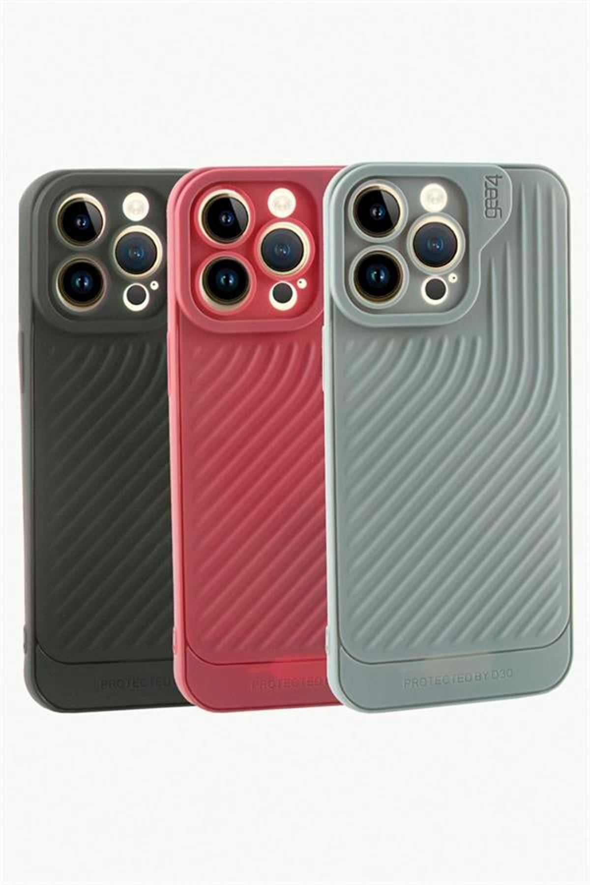 iPhone 14 Pro Max Çizgili Lüx Gear Silikon Kılıf - Yeşil