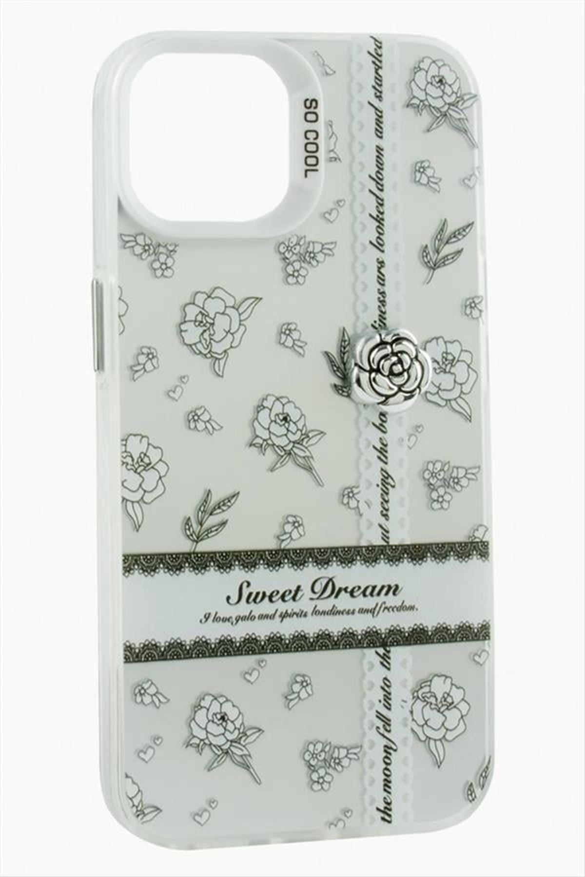 iPhone 11 Gül Lüx Sweet Silikon Kılıf - Gri