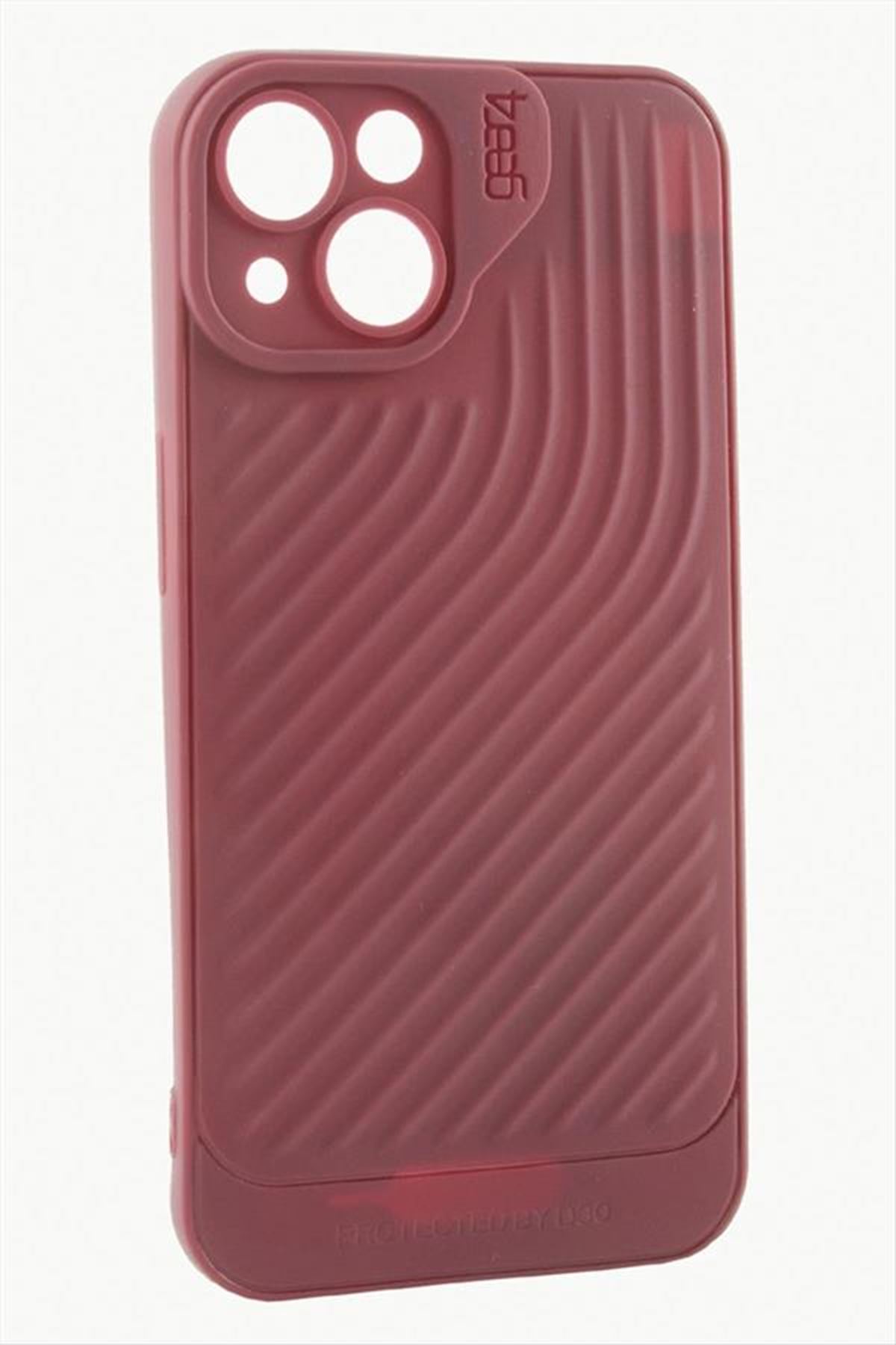iPhone 13 6.1 Çizgili Lüx Gear Silikon Kılıf - Bordo