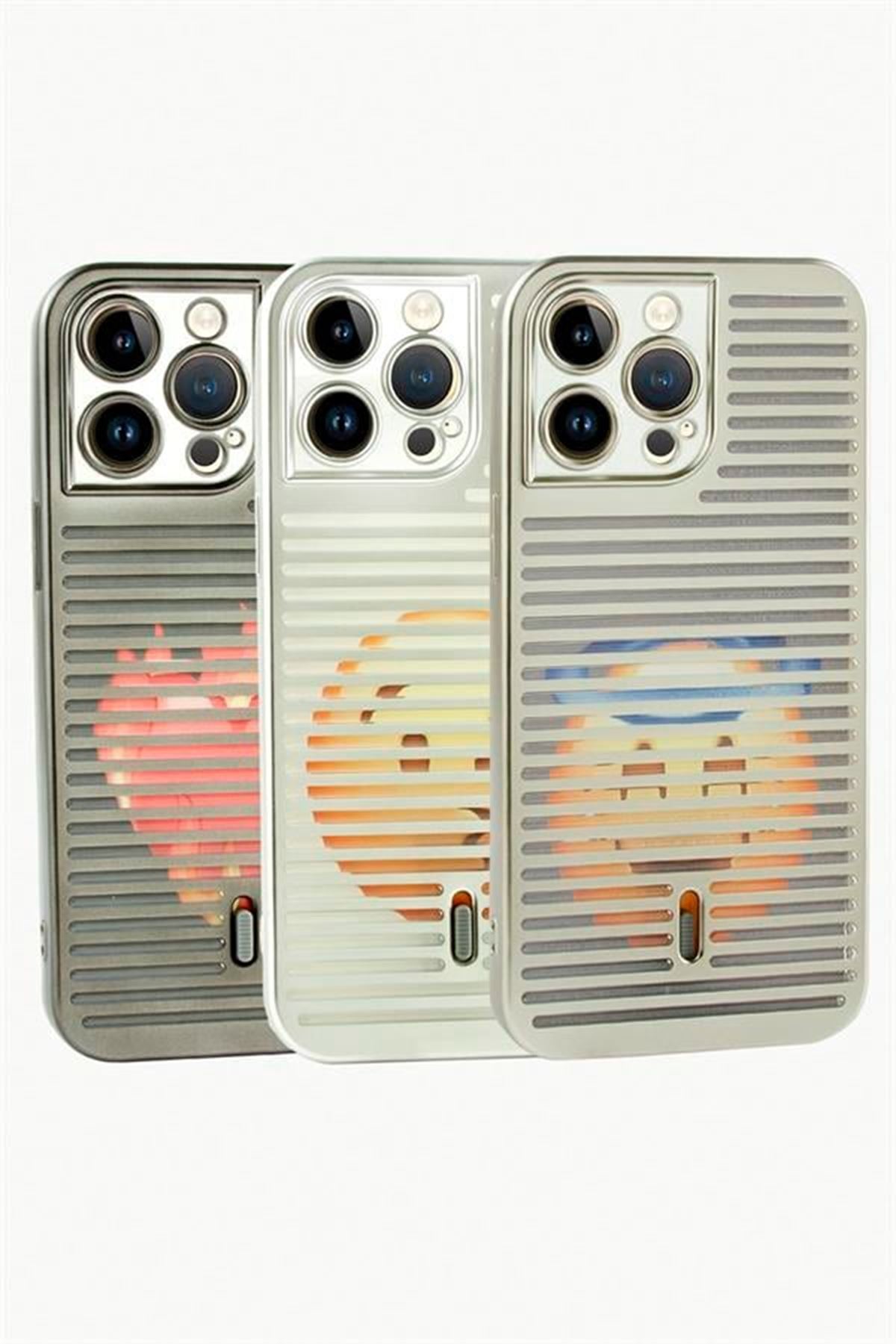 iPhone 14 Pro Max Desenli Lüx Silikon Kılıf - Gri