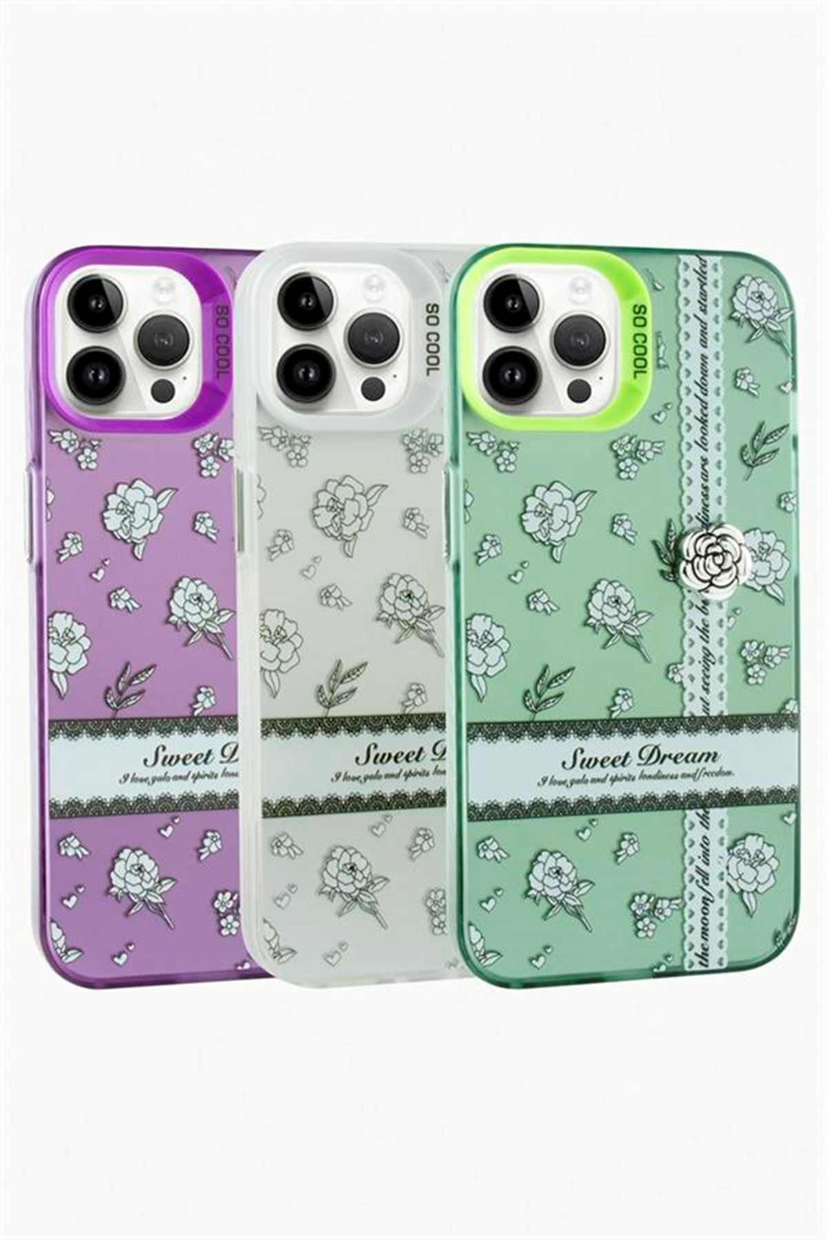 iPhone 12 / 12 Pro Gül Lüx Sweet Silikon Kılıf - Mor