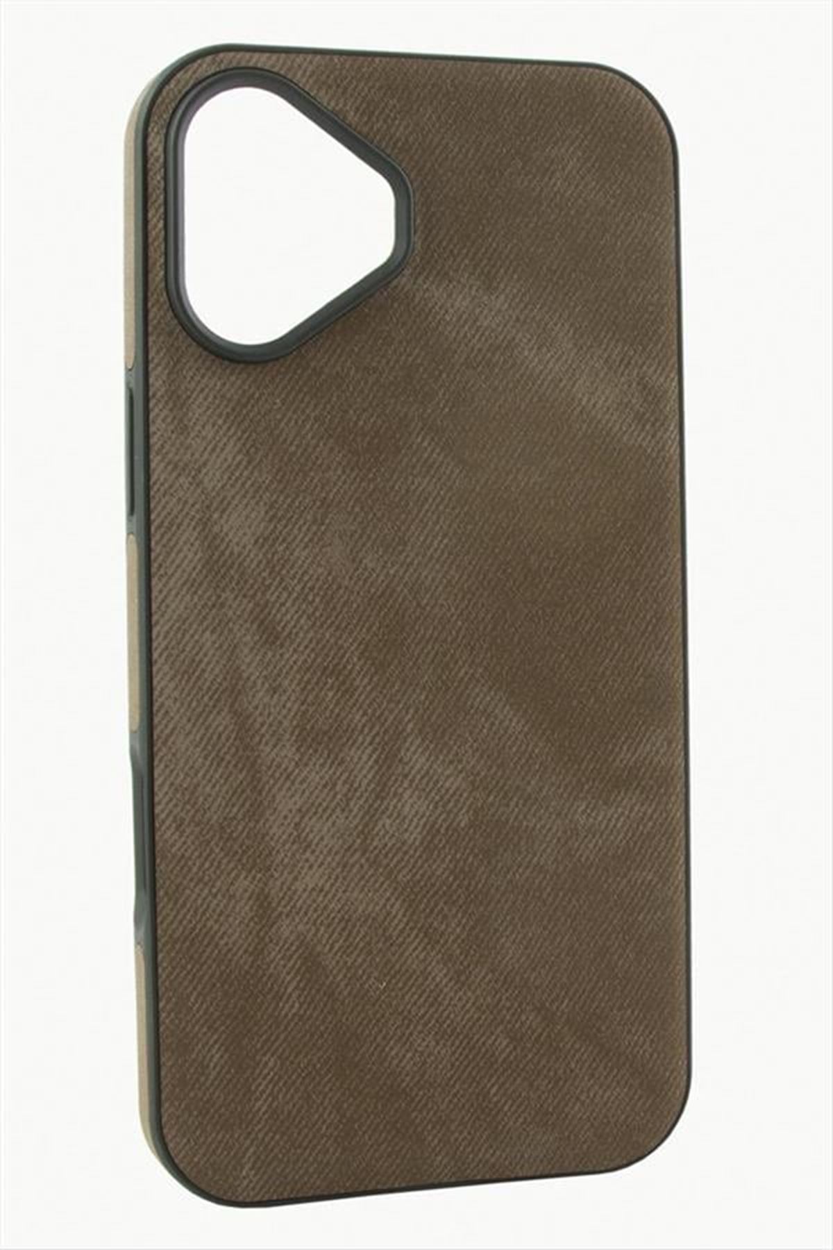 iPhone 16 Plus Nubuk Lüx Velvet Silikon Kılıf - Kahverengi