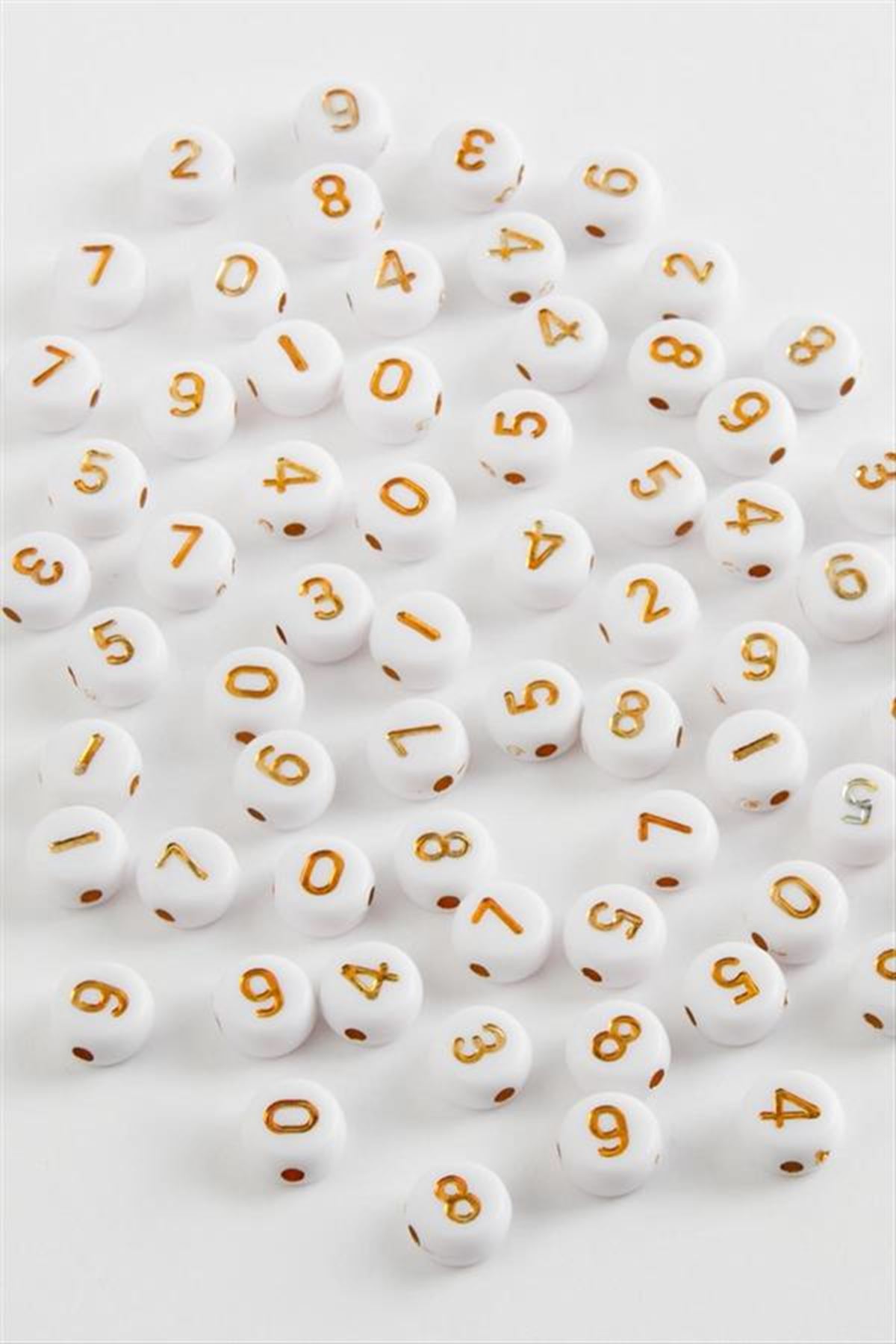 7 mm Sarı Renkli Rakam Boncuk 500 gram - Sarı