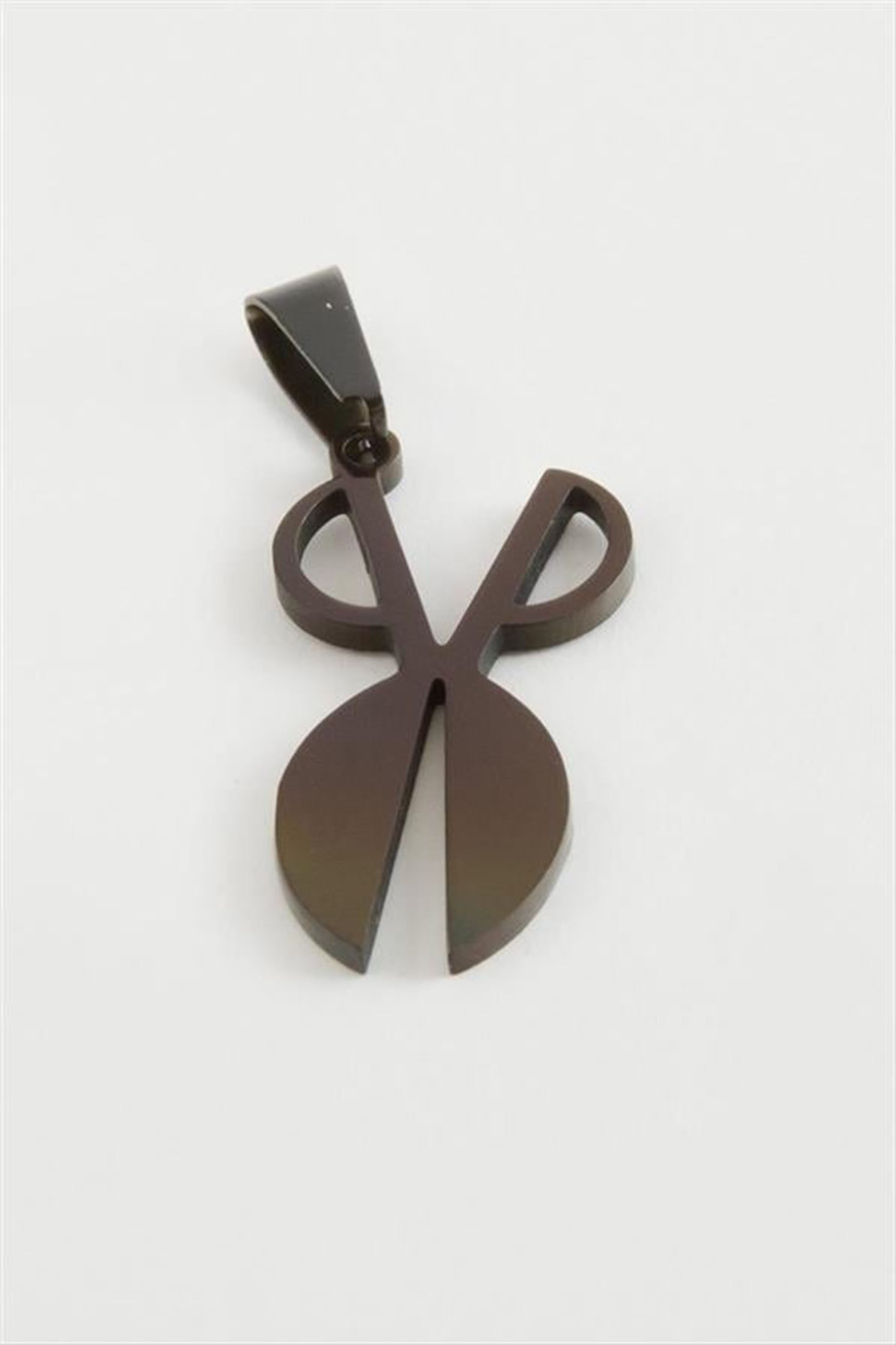Makas Çelik Kolye Ucu 2,5 cm - Siyah
