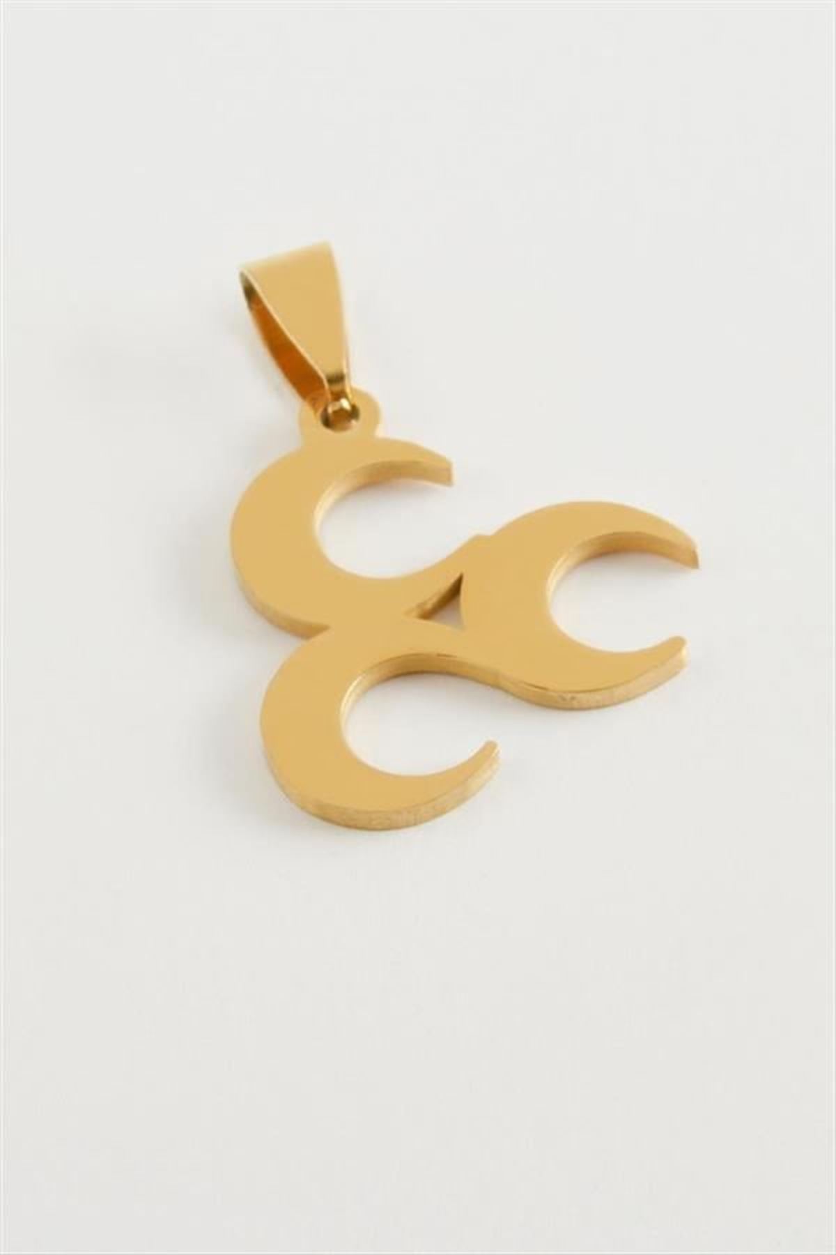 Tuğra Çelik Kolye Ucu 2,5 cm - Sarı