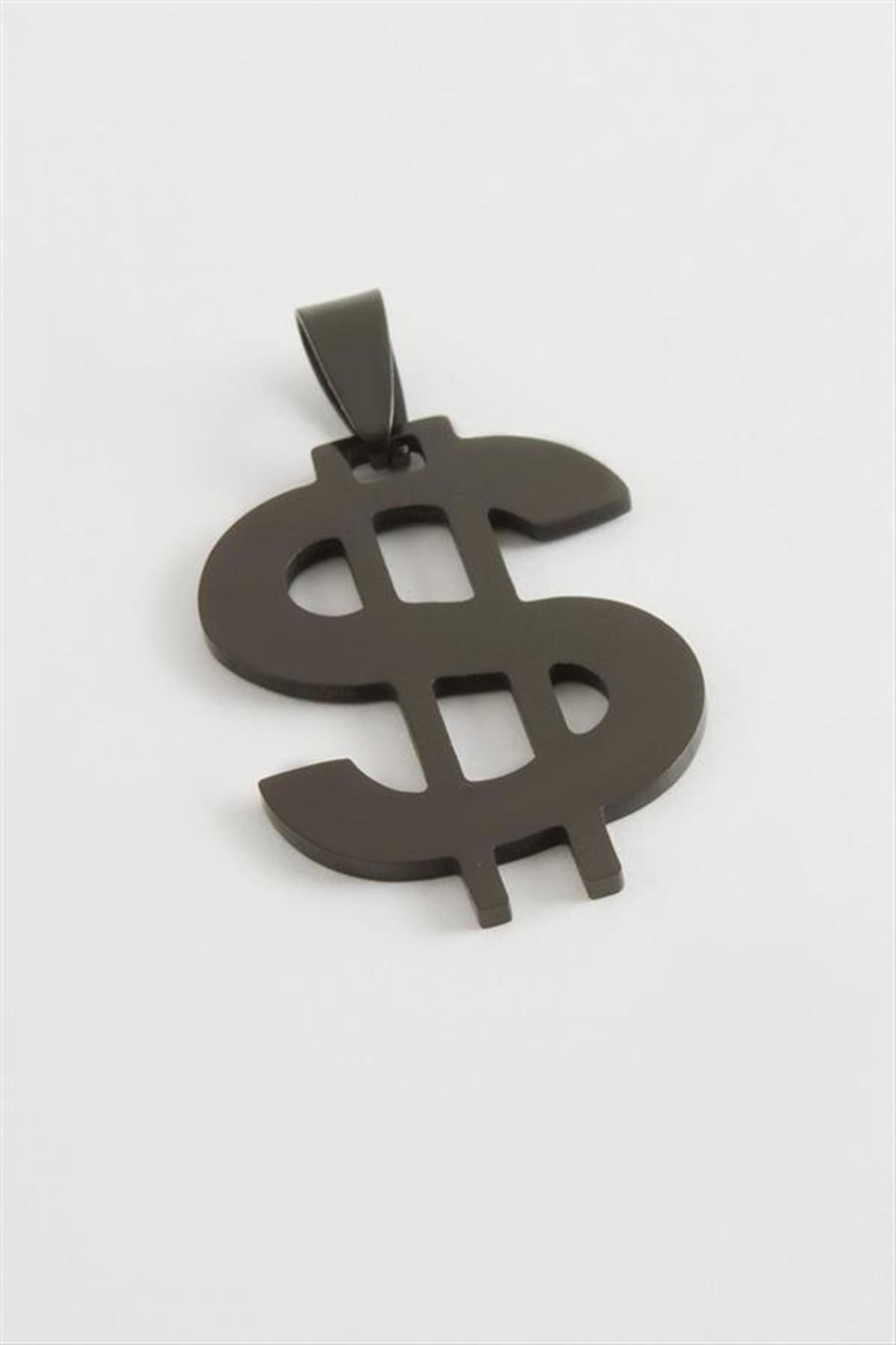 Dolar Çelik Kolye Ucu 3 cm - Siyah