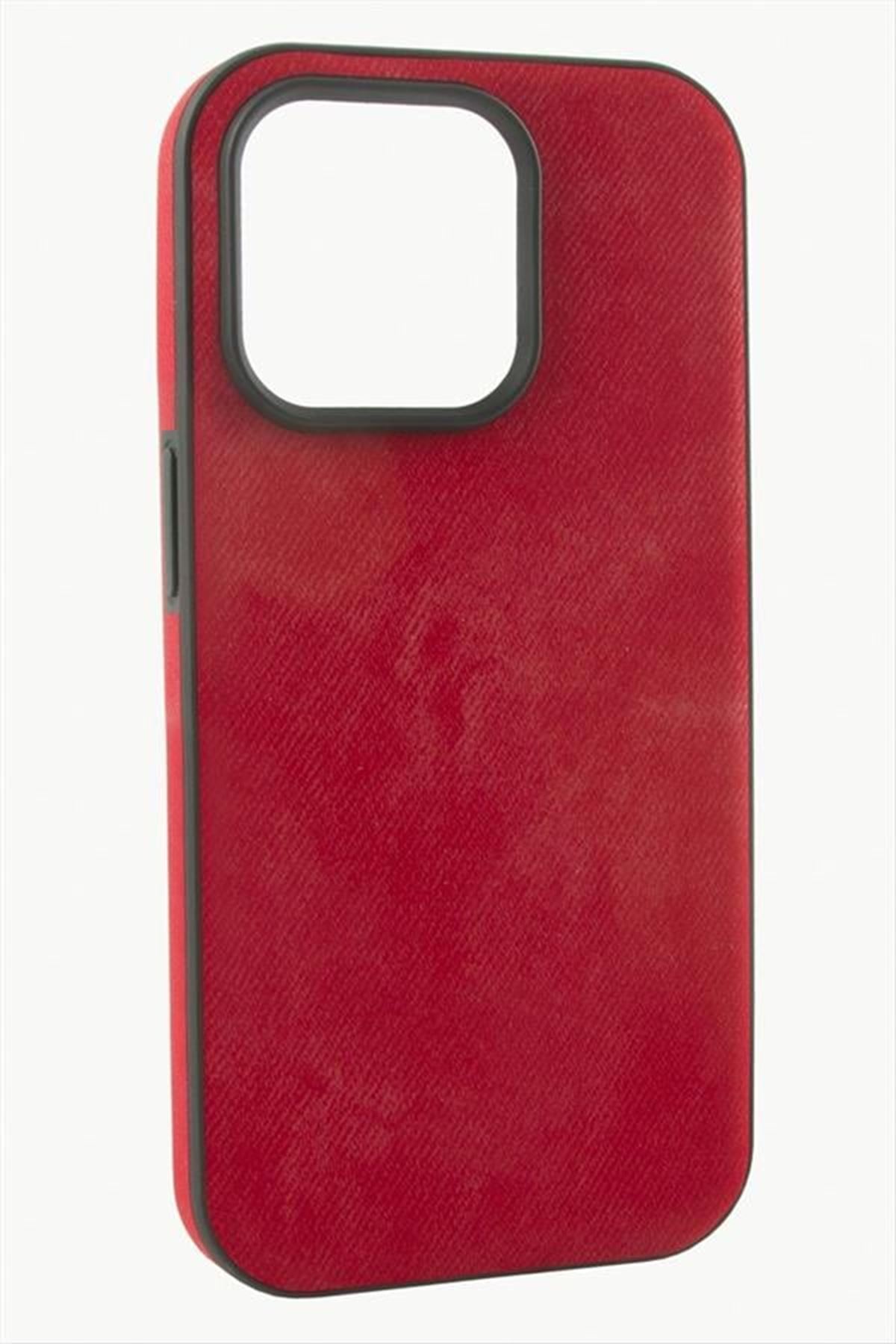 iPhone 15 Pro Max Nubuk Lüx Velvet Silikon Kılıf - Kırmızı