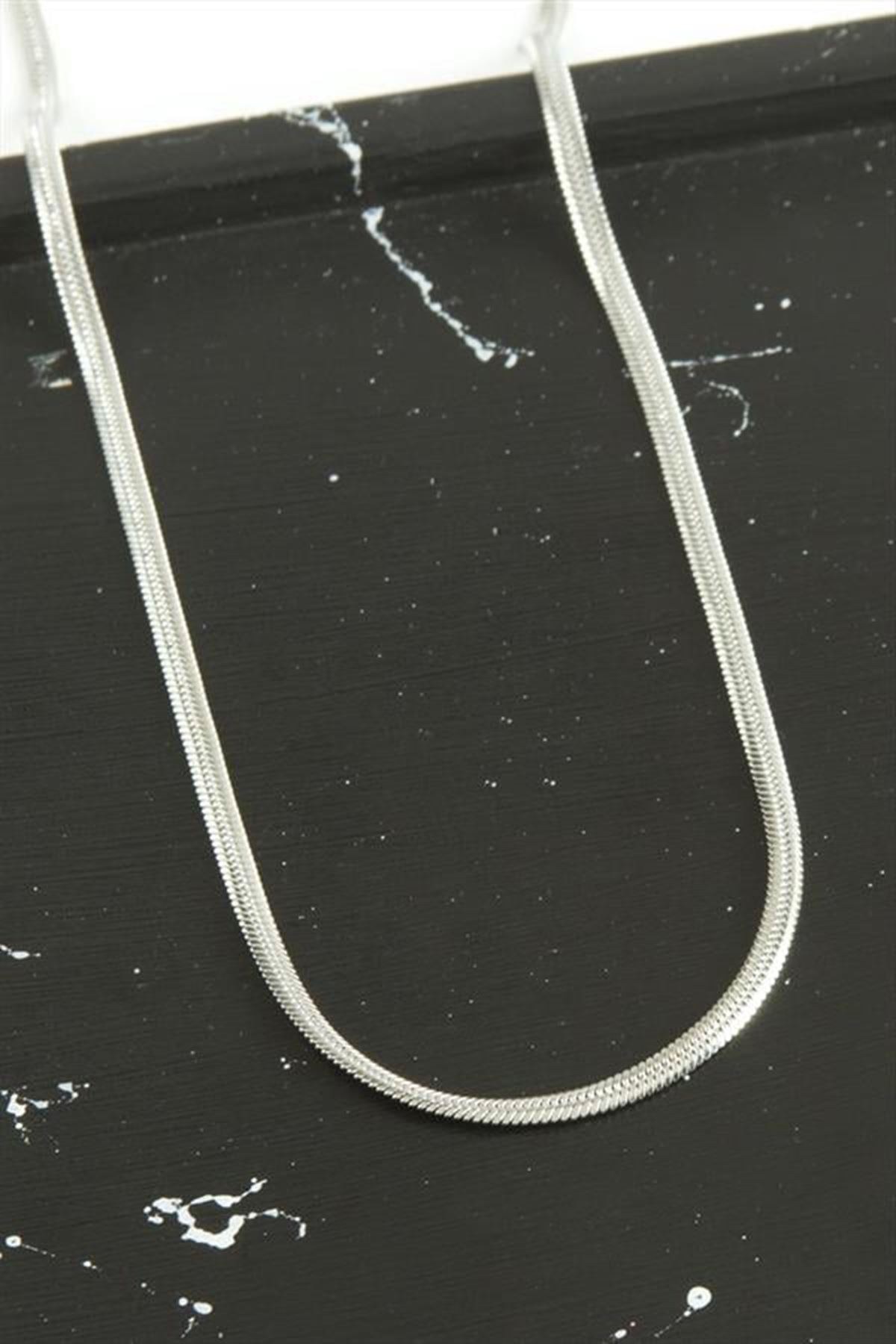 İnce İtalyan Zincir Çelik Kolye 45 cm - Gümüş Rengi