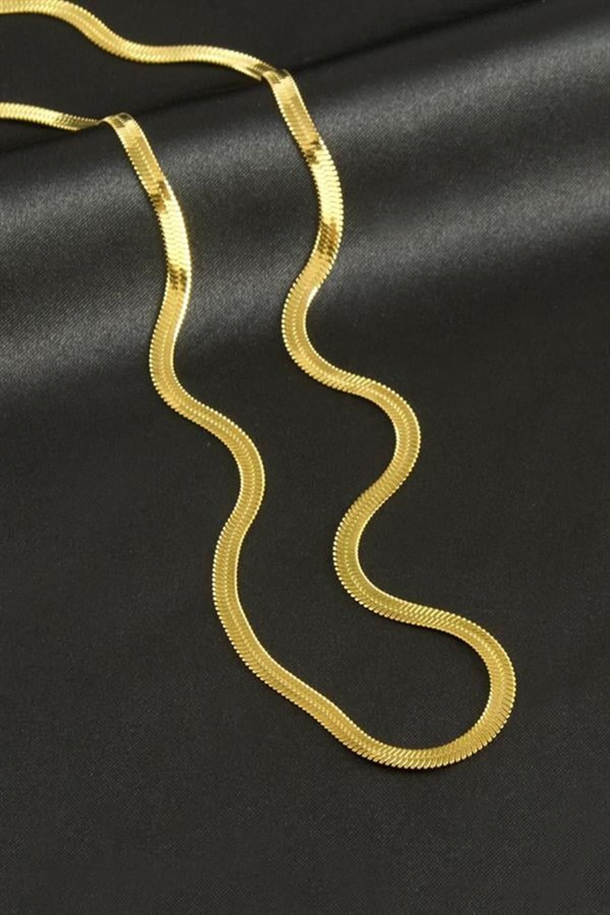 İtalyan Zincir Çelik Kolye 60 cm - Sarı