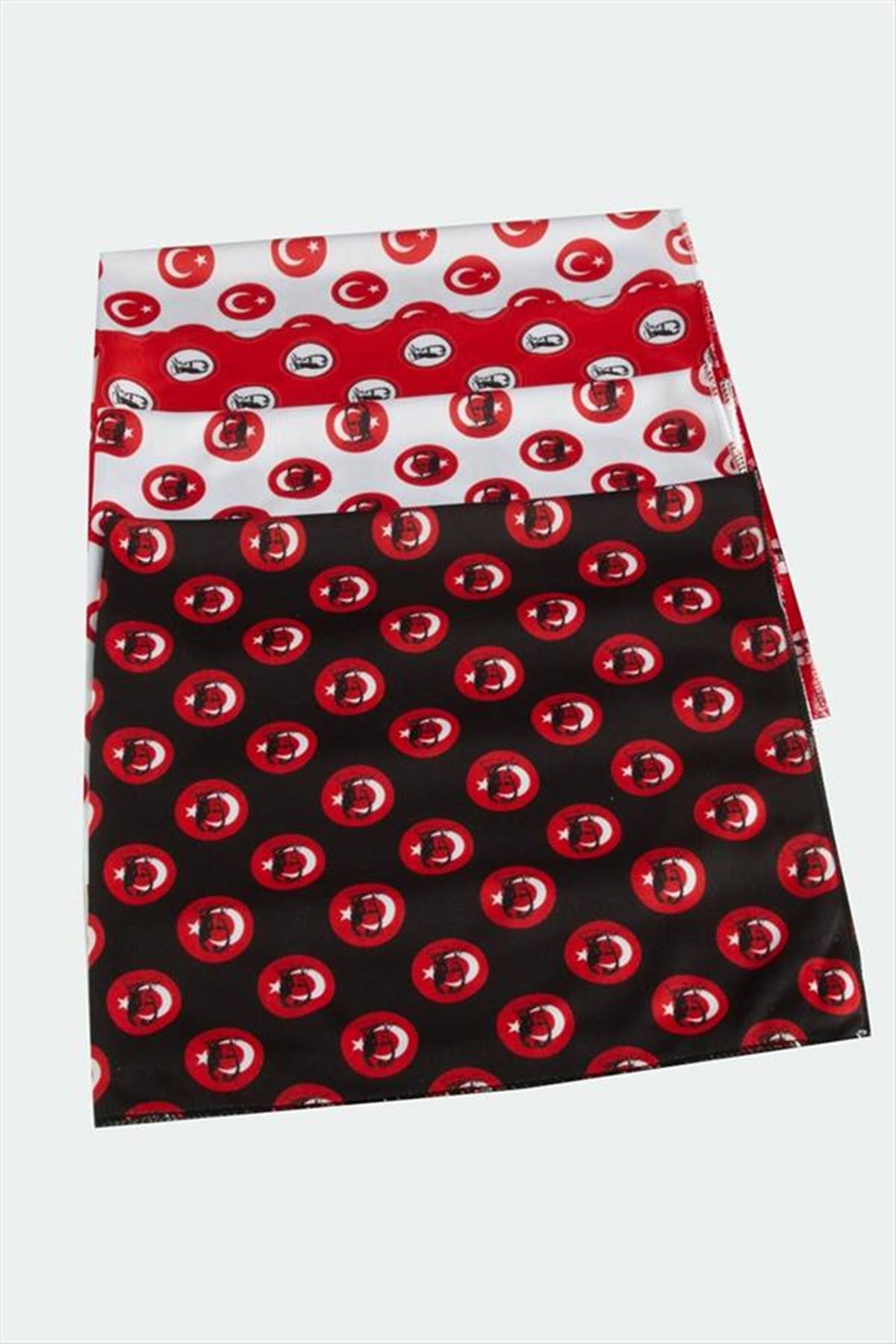 23 Nisan 19 Mayıs Türk Bayraklı ve Atatürk İmzalı Bandana 50*50 - Karışık Renk 1