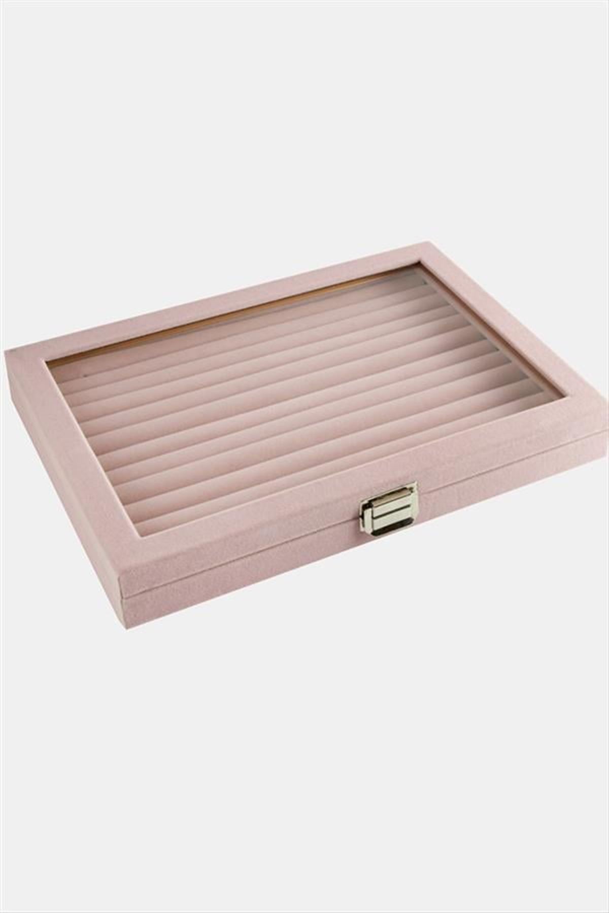 Cam Kapaklı Anfora Kumaş Kelepçe Yüzük Standı 24*34 cm - Yeşil