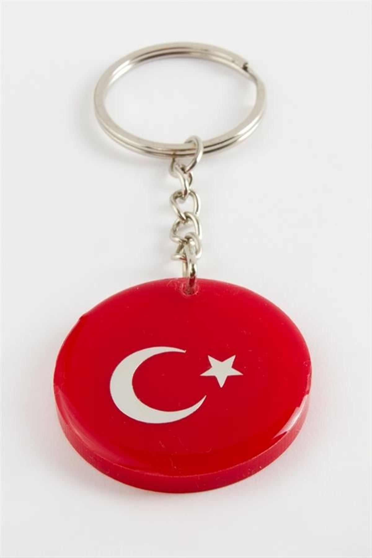 Ay Yıldız Epoksi Anahtarlık - Kırmızı