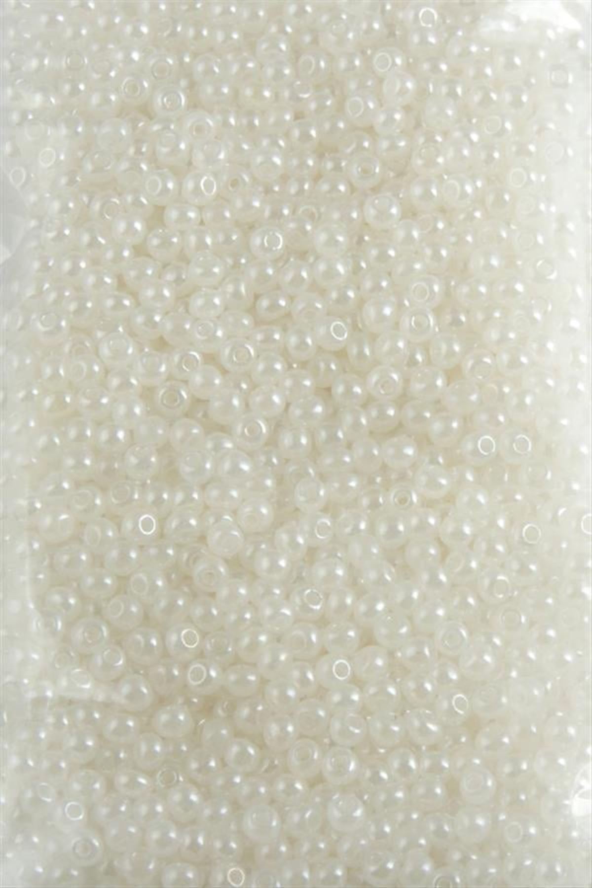 3 mm Yuvarlak Kum Boncuk 50 Gram - Beyaz