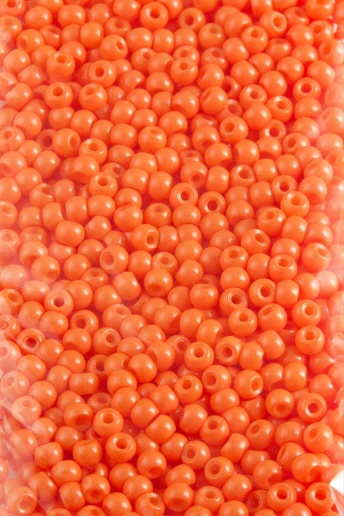 4 mm Yuvarlak Kum Boncuk 50 Gram - Turuncu