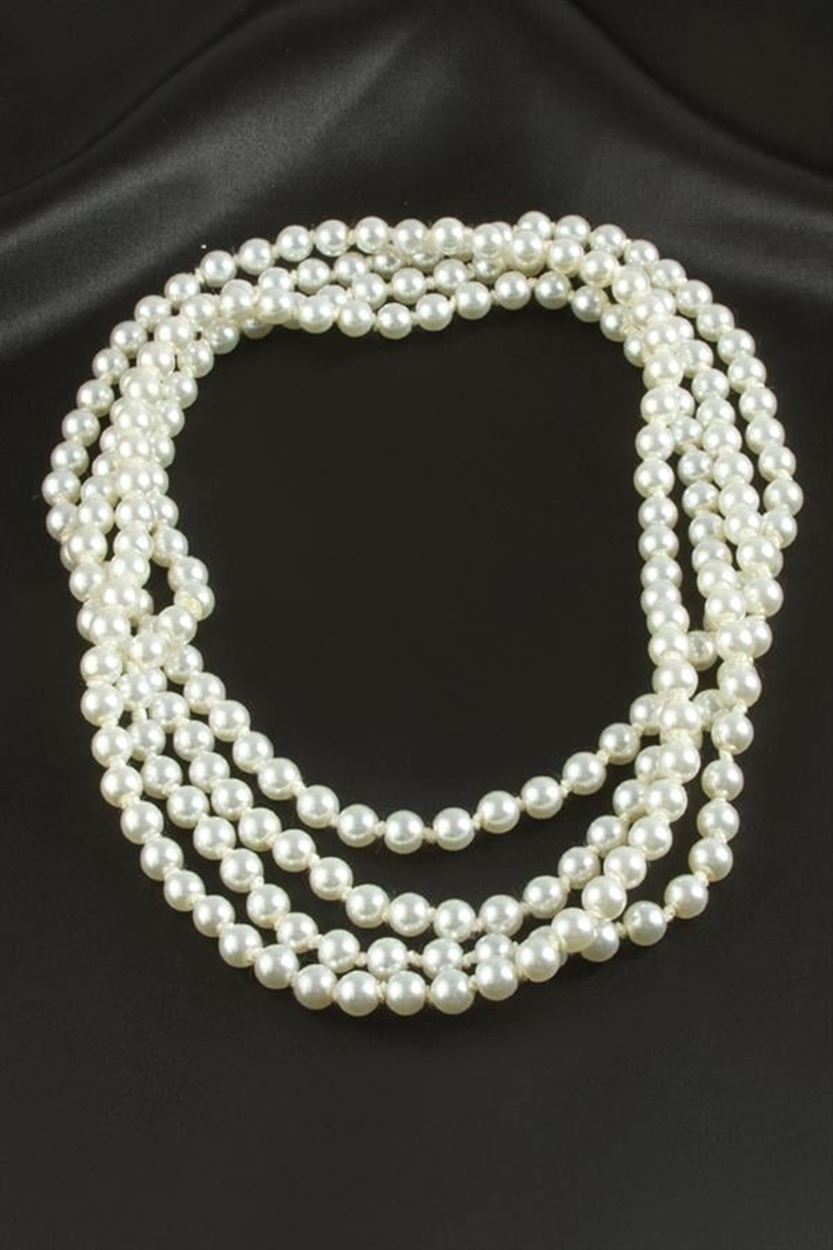 8 mm İnci Kolye 120 cm - Beyaz