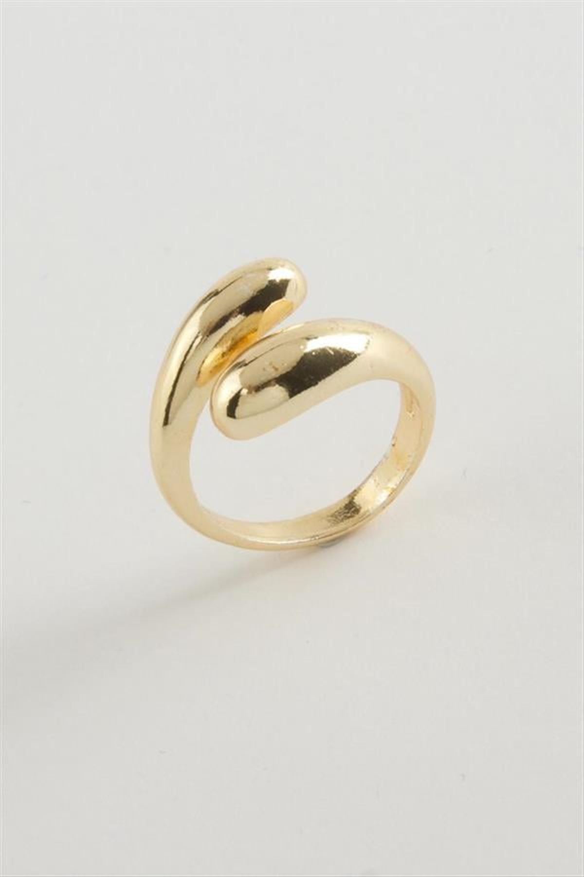 Oval Metal Yüzük - Sarı