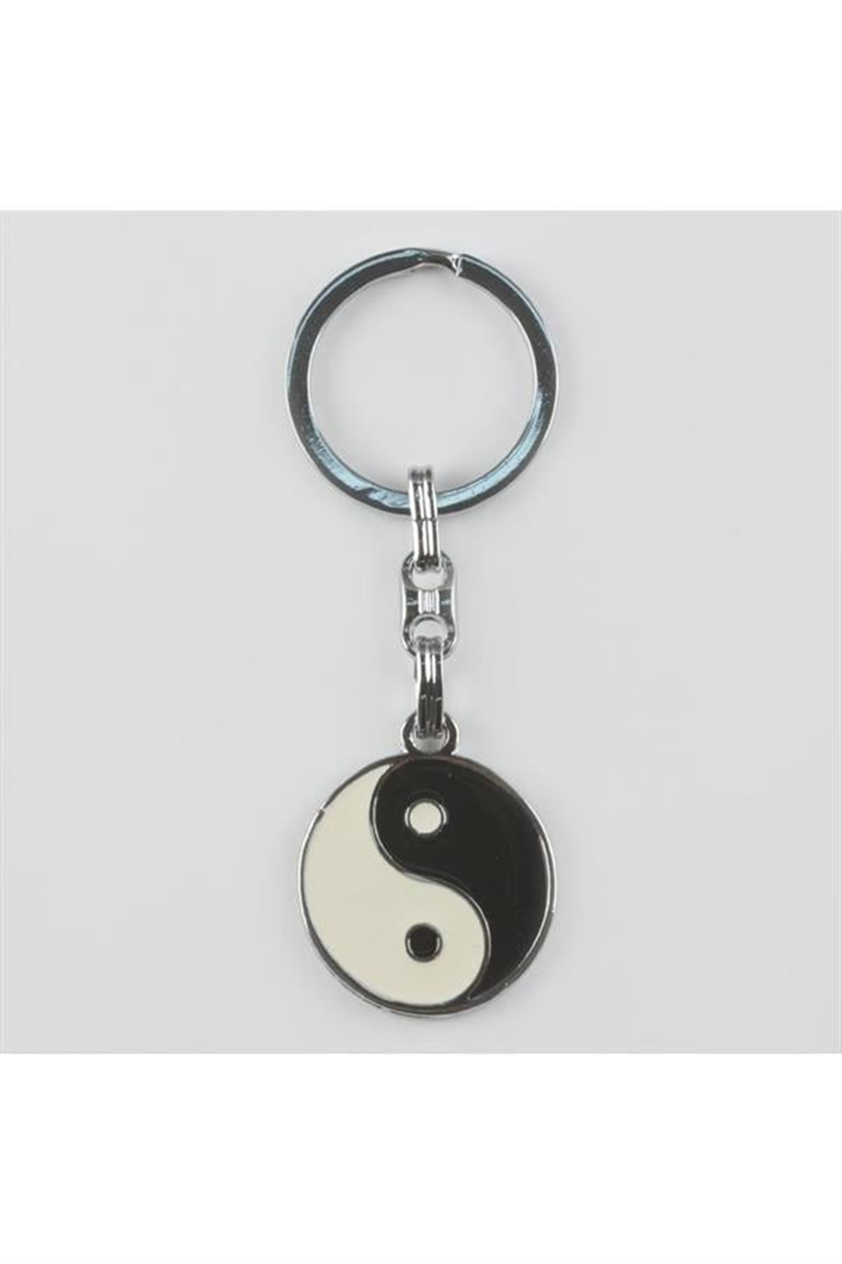 Ying Yang Metal Anahtarlık - Gümüş Rengi