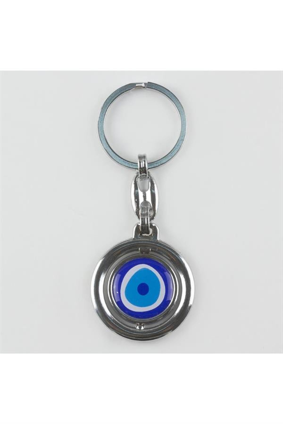 Nazar Figürlü Metal Anahtarlık - Laciver-1