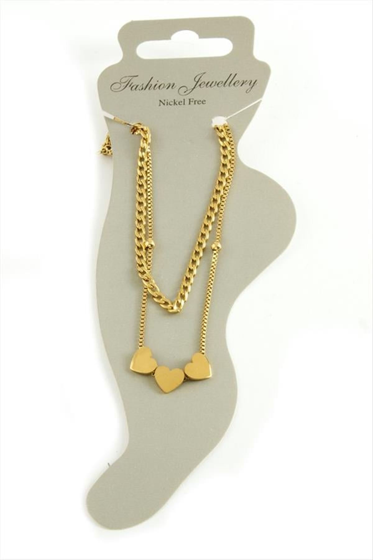 Kalp Lüks Çelik Halhal - Sarı