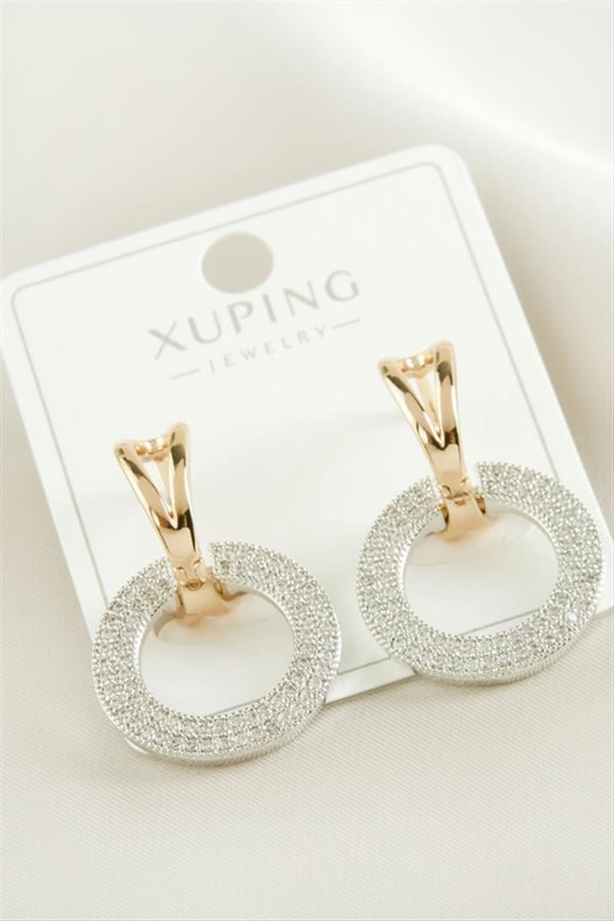 Xuping Halka Lüks Çelik Küpe - Sarı
