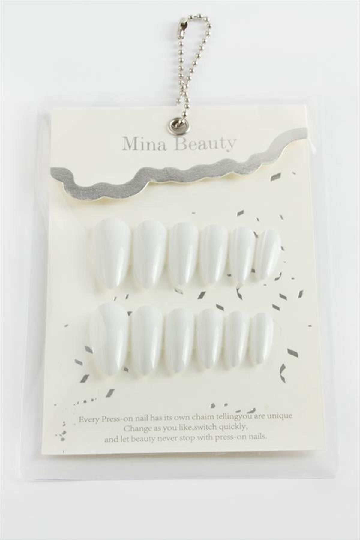Mina Beauty Kedi Gözü Takma Tırnak - Beyaz