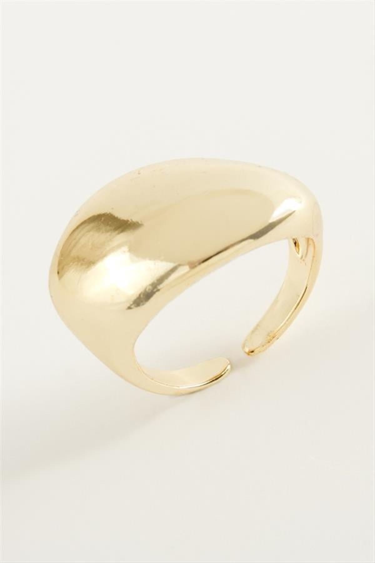 Oval Metal Yüzük - Sarı