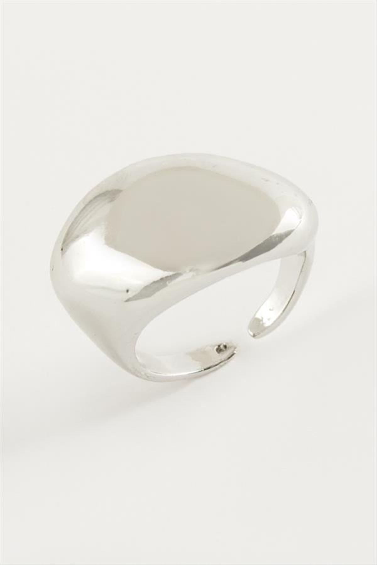 Oval Metal Yüzük - Gümüş Rengi