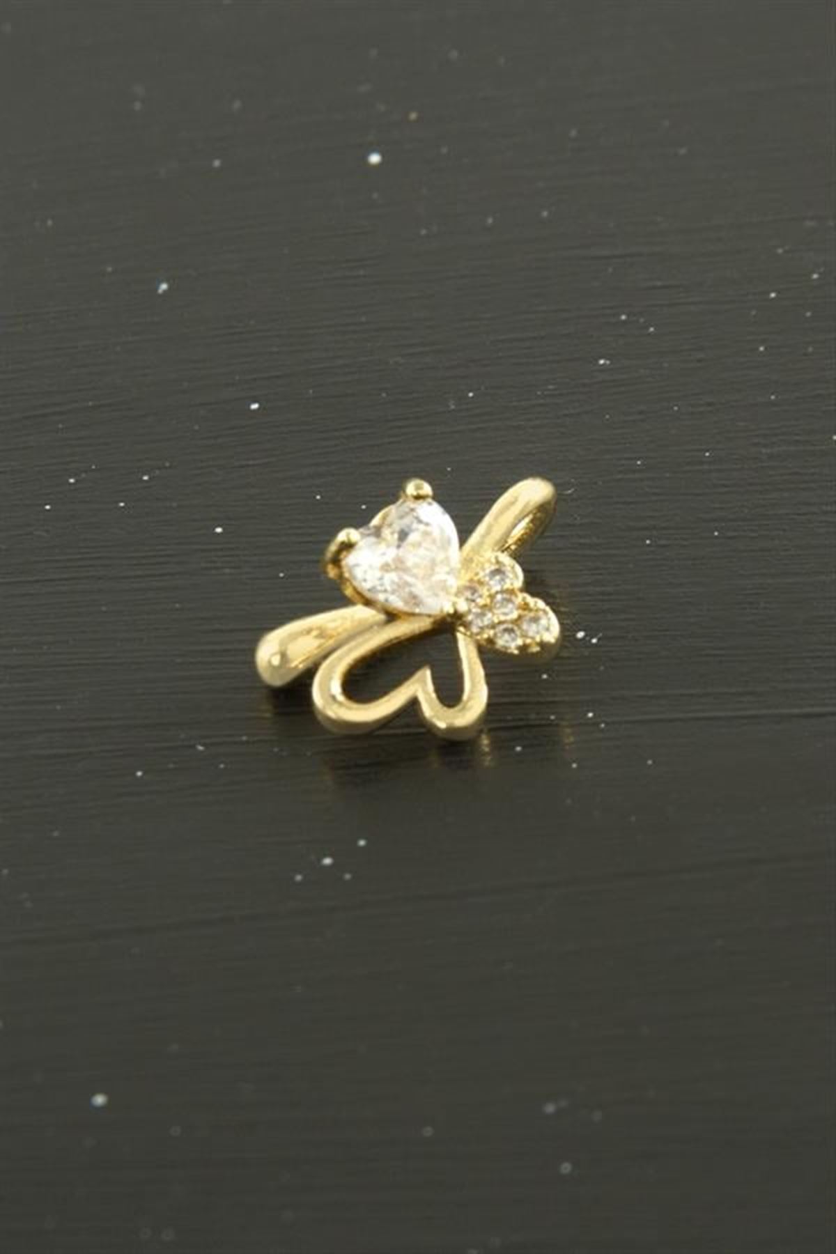 Kalp Tragus Zirkon Taşlı Piercing 1 Adet - Sarı