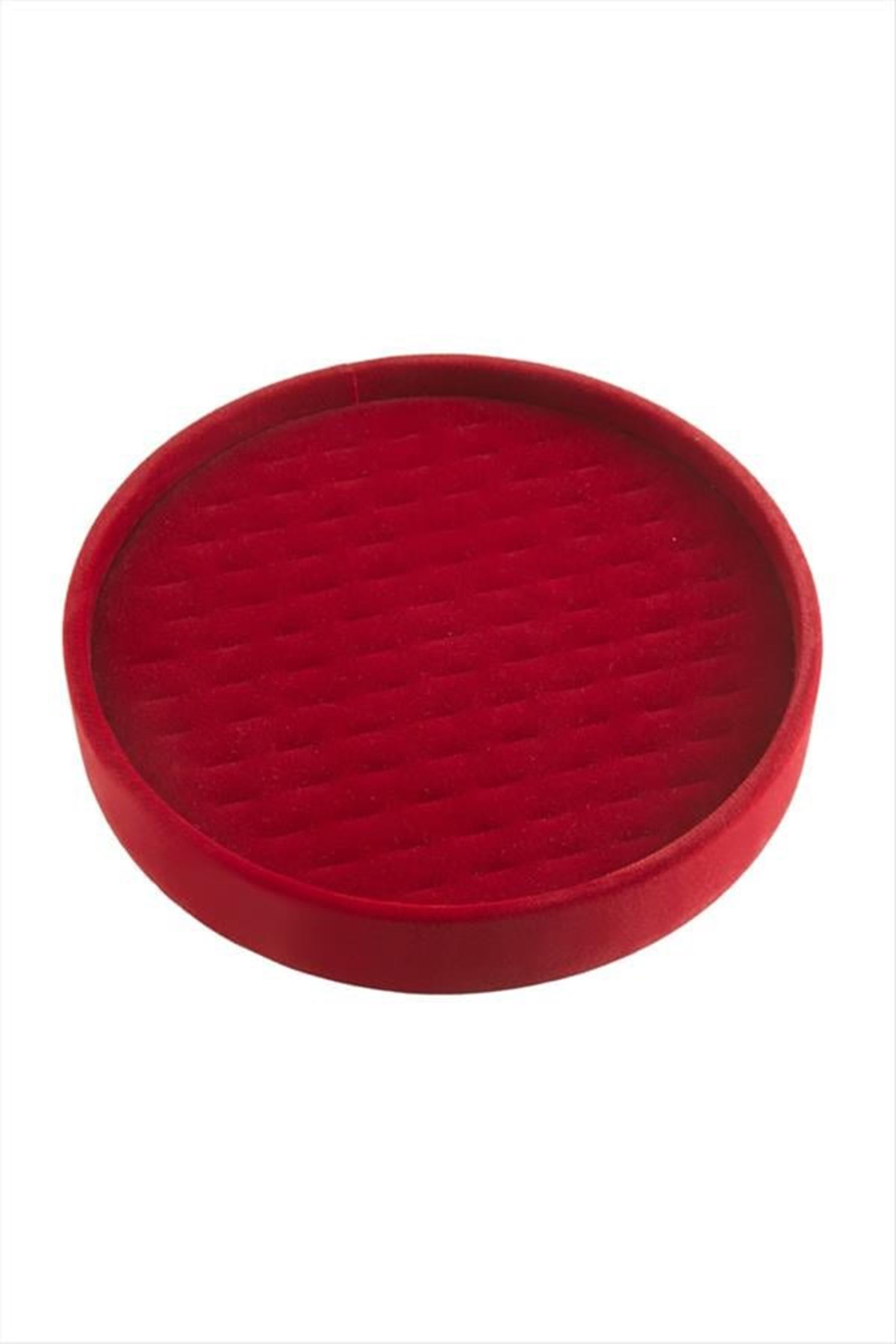 Yuvarlak Ahşap Anfora Kumaş Piercing Küpelik 20 cm - Kırmızı