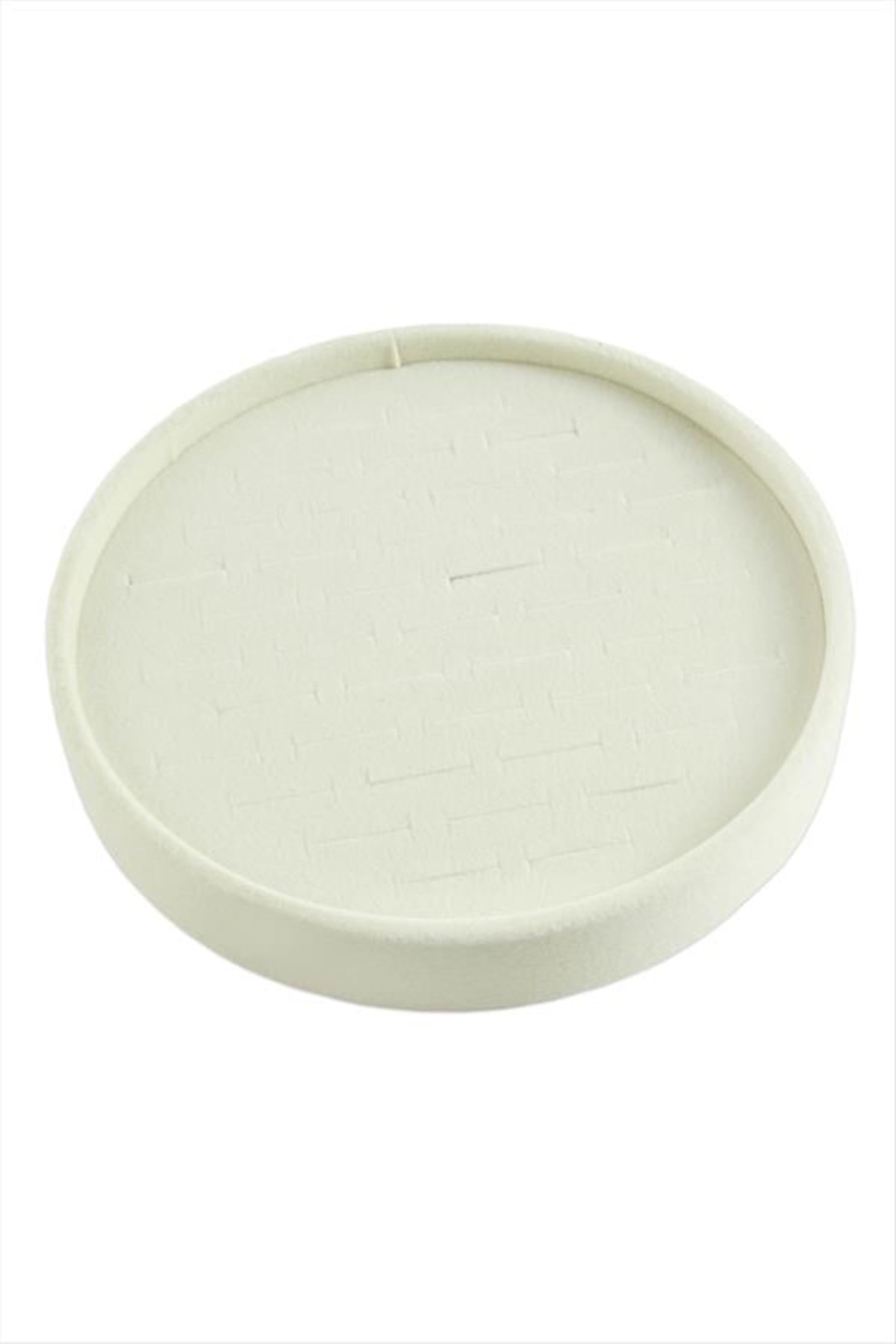 Yuvarlak Ahşap Anfora Kumaş Yüzüklük 20 cm - Krem
