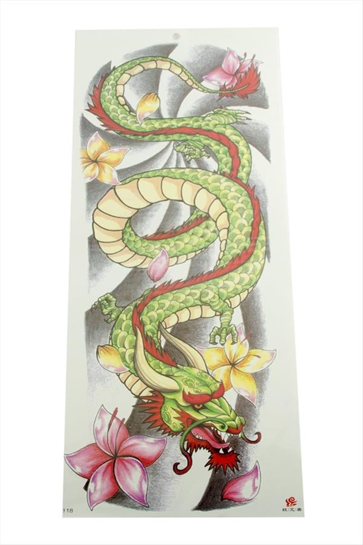 Ejderha Tattoo Kol Dövme Sticker - Yeşil