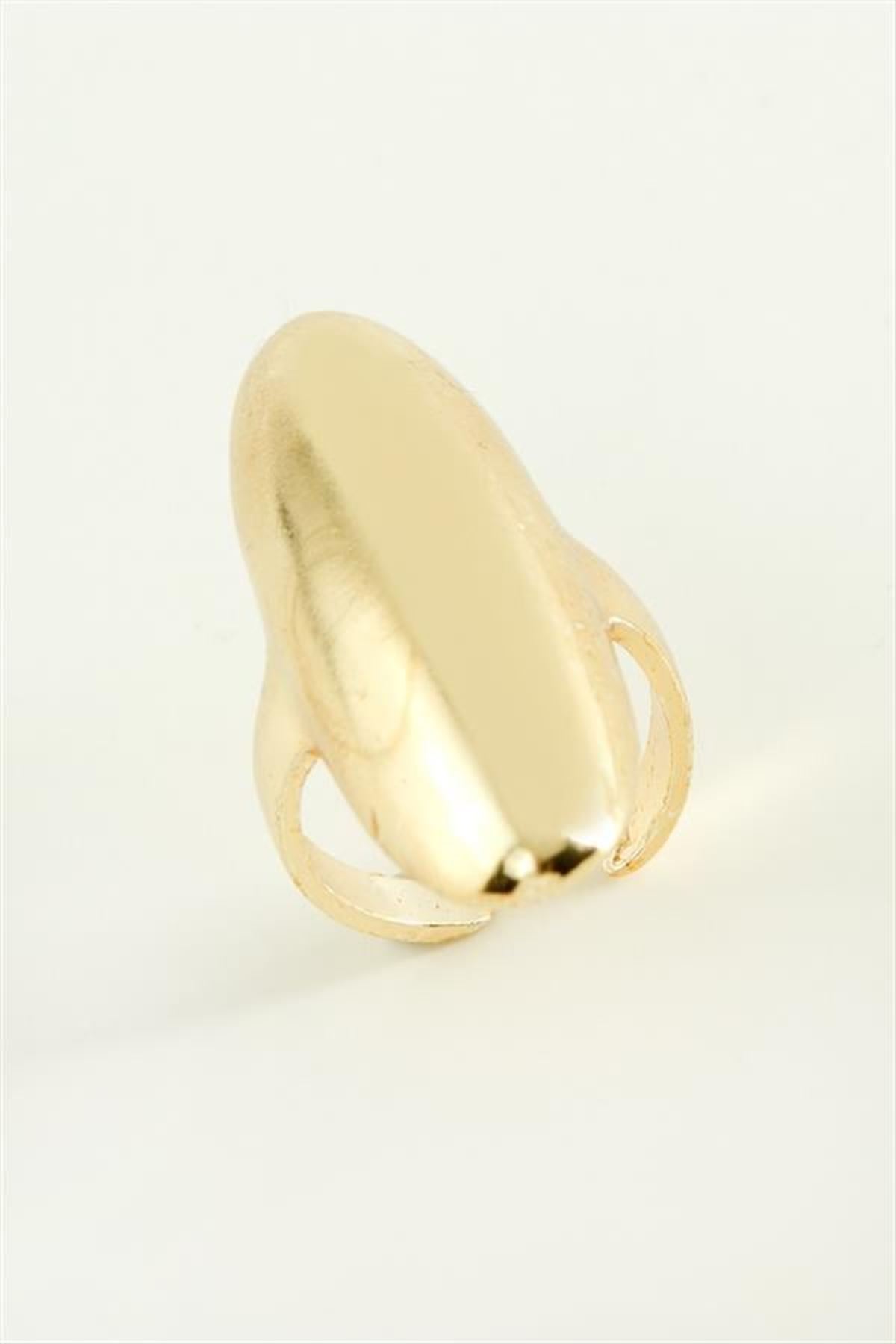 Oval Metal Yüzük - Sarı