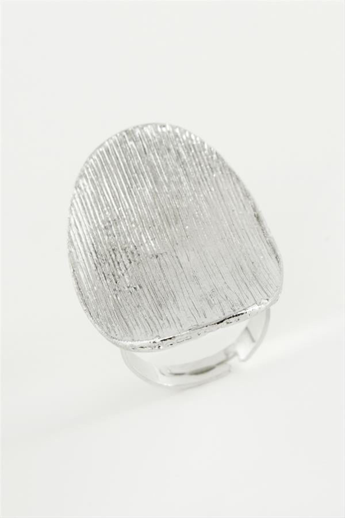 Oval Metal Yüzük - Gümüş Rengi