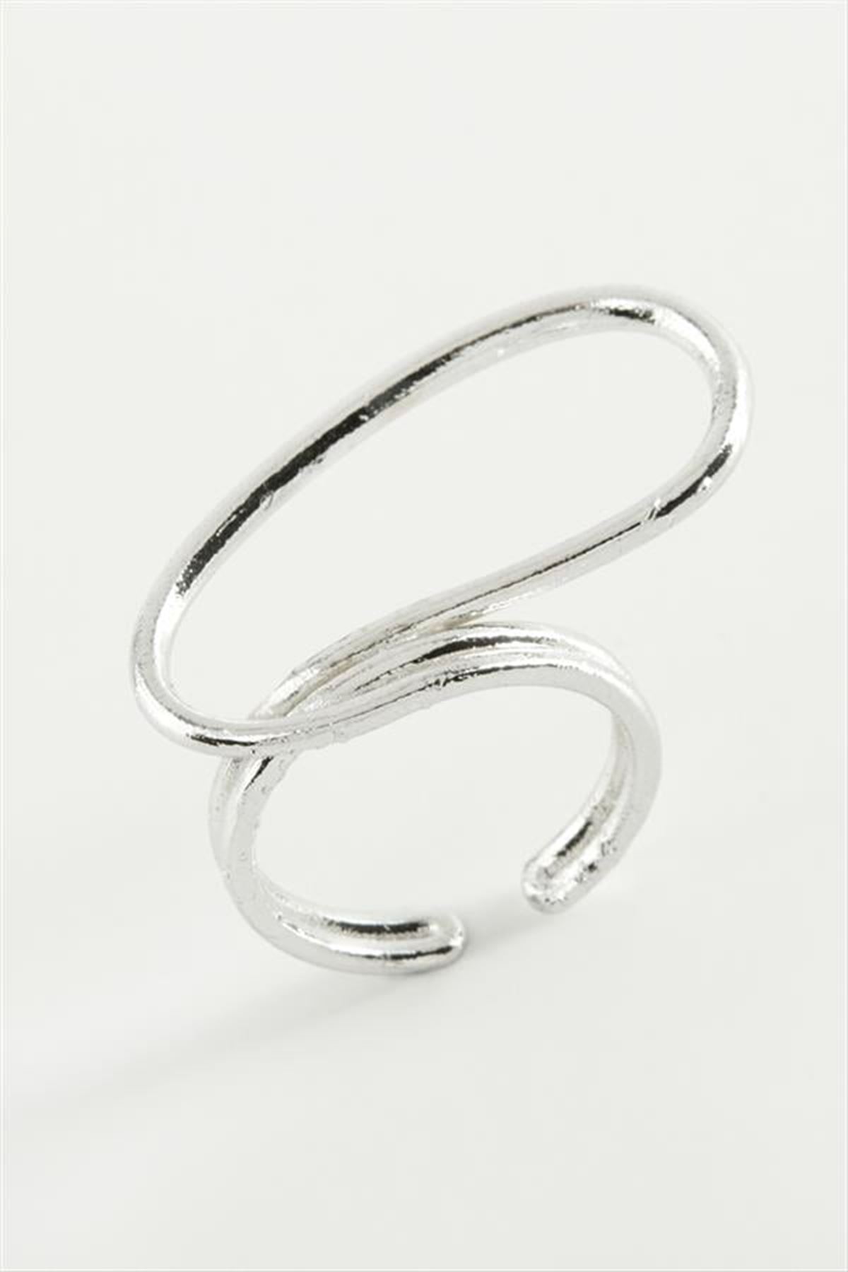 Oval Metal Yüzük - Gümüş Rengi