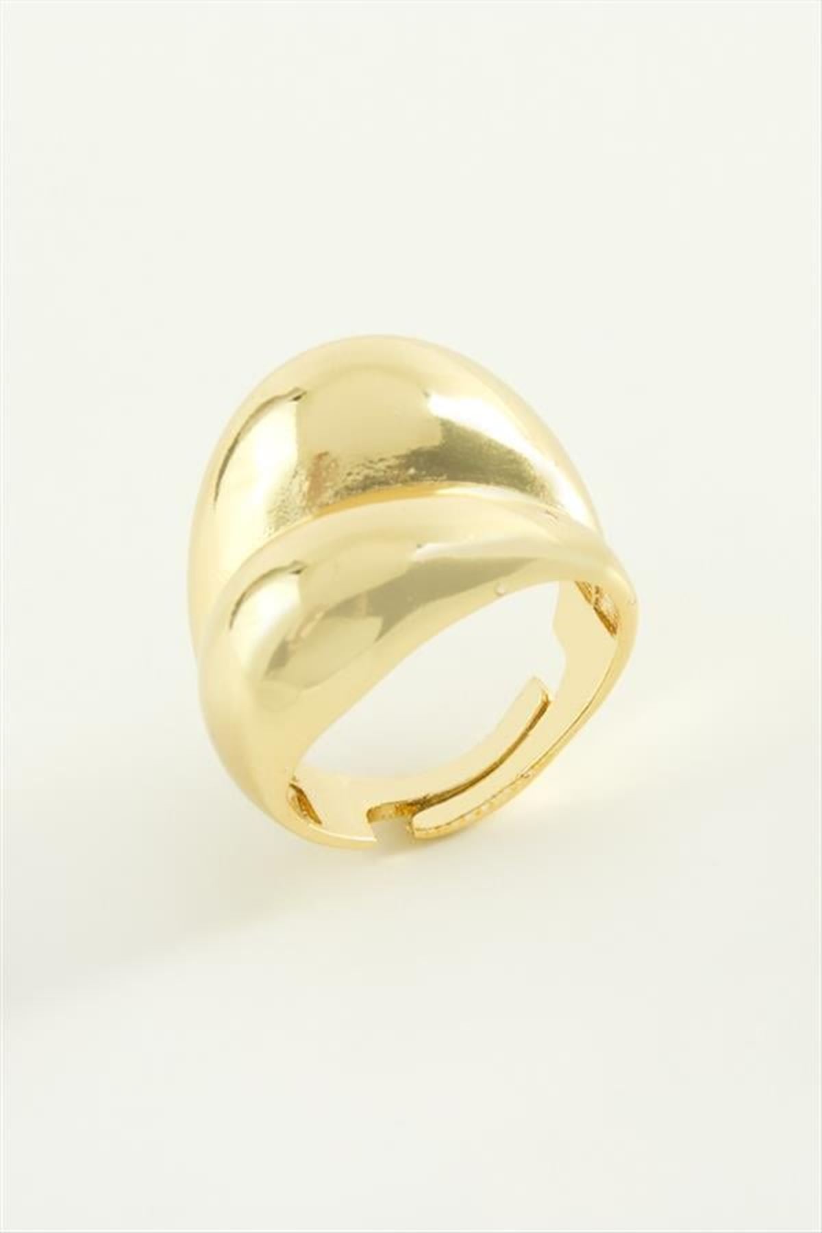 Oval Metal Yüzük - Sarı