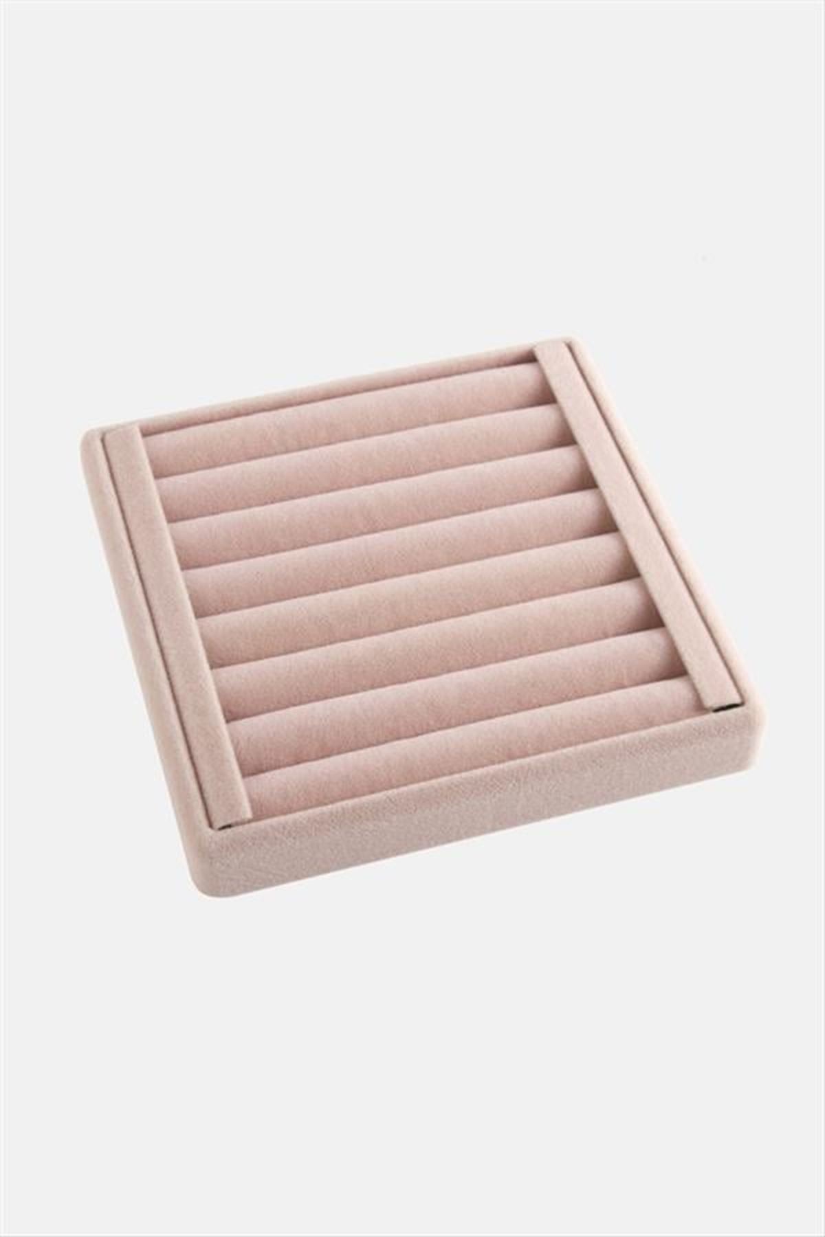 Yatay Sosisli Anfora Yüzük Kelepçe Standı 15*15 cm - Açık Pembe