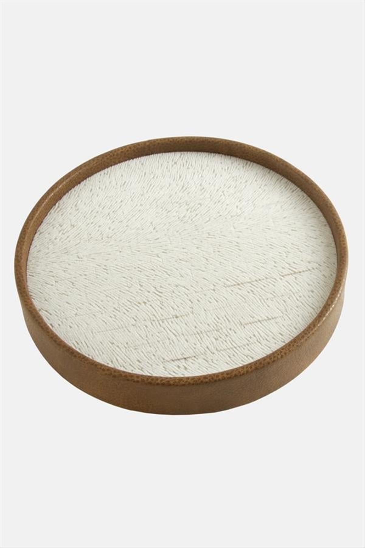 Yuvarlak Ahşap Deri Yüzüklük 20 cm - Kiremit