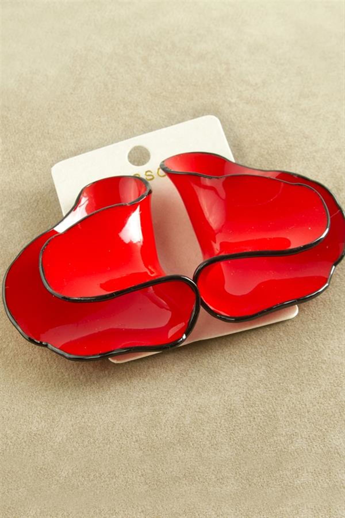 Oval Zr Model Küpe - Kırmızı
