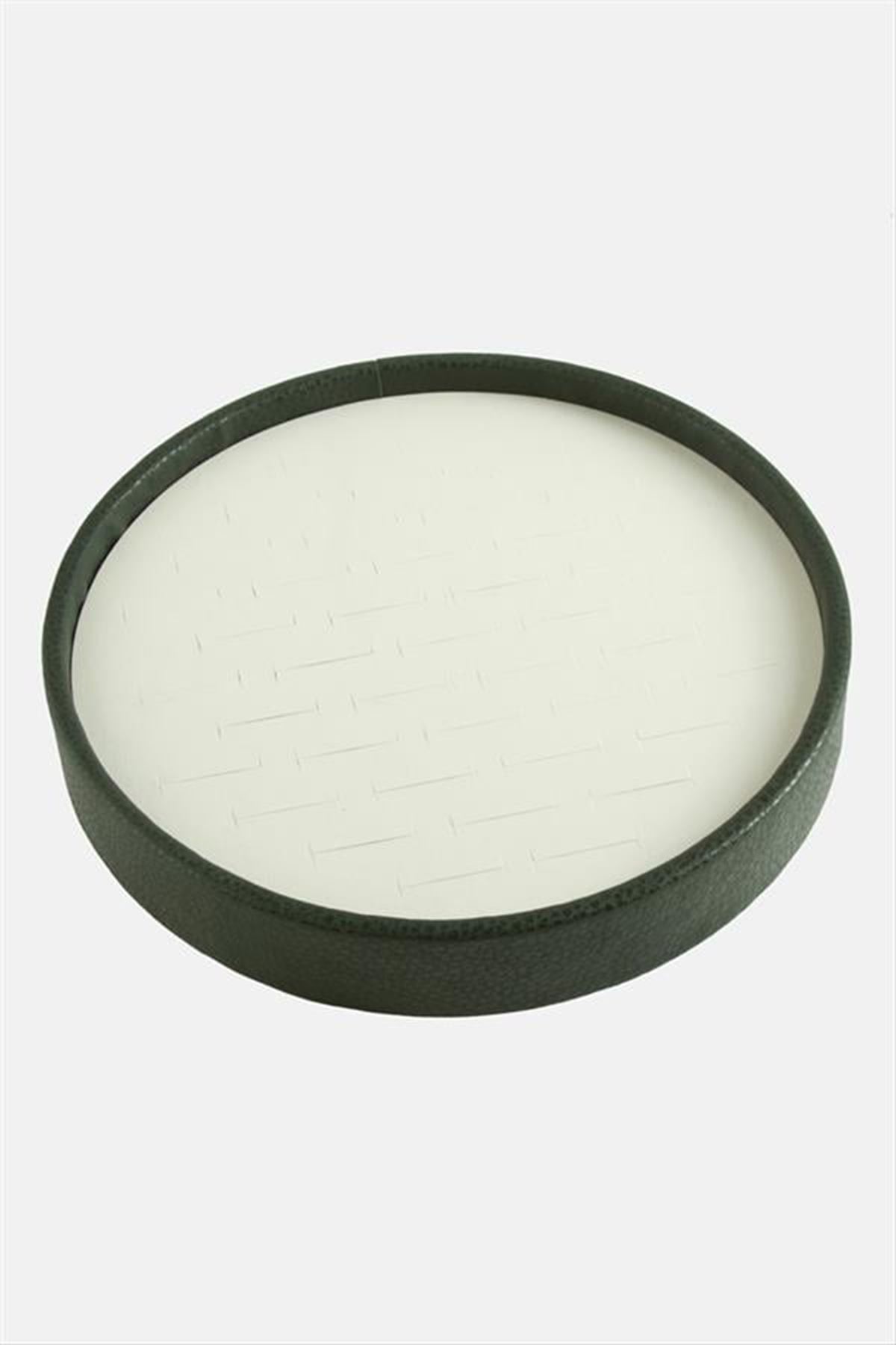 Yuvarlak Ahşap Deri Yüzüklük 20 cm - Siyah