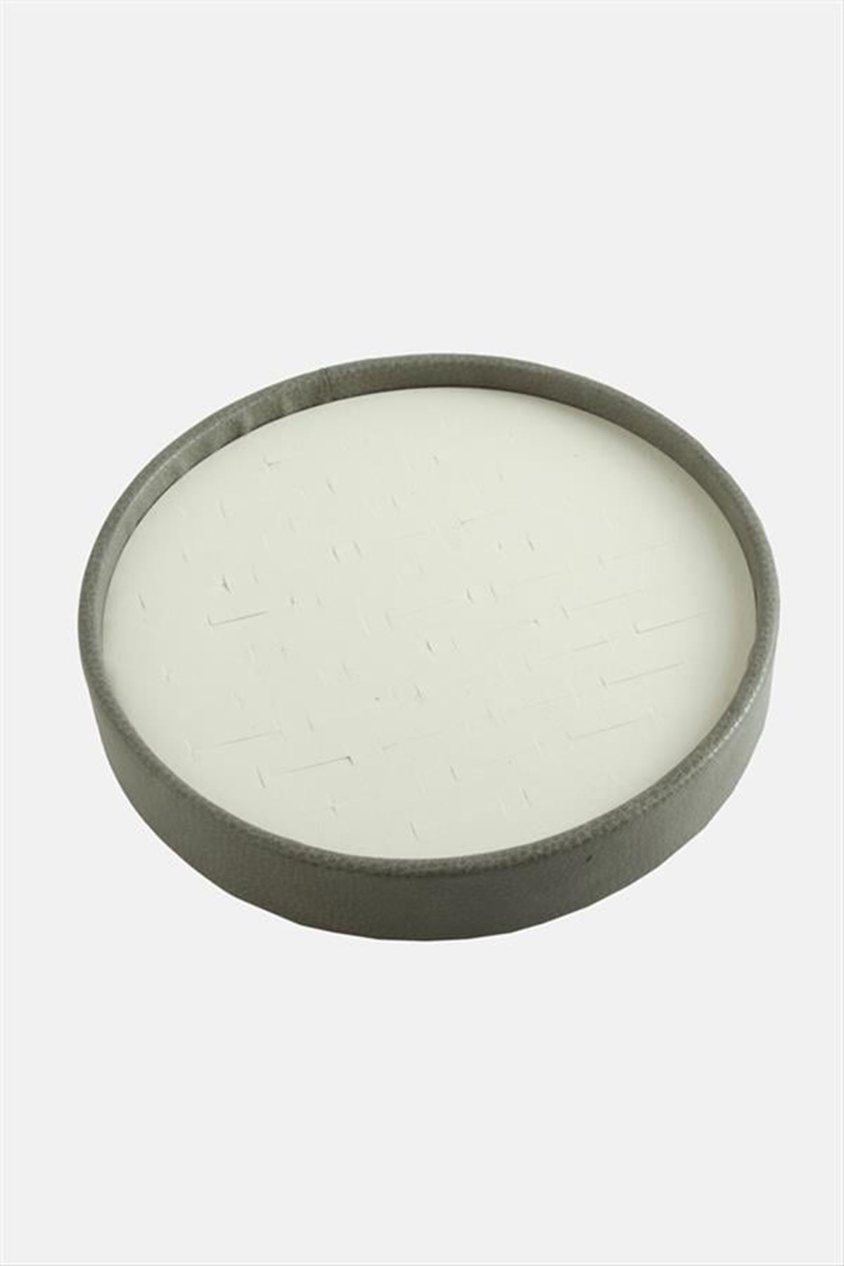 Yuvarlak Ahşap Deri Yüzüklük 20 cm - Gri