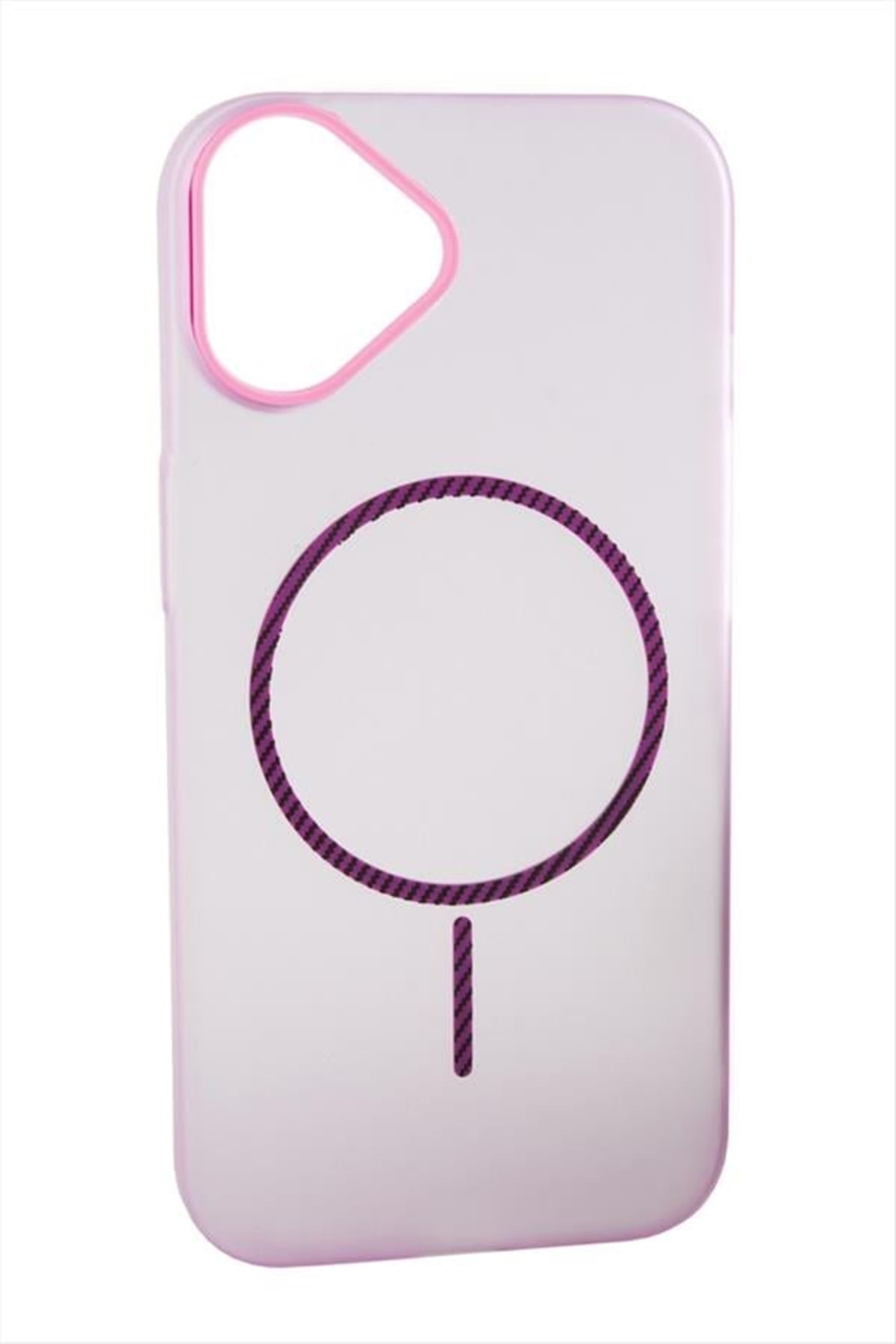 iPhone 16 Buzlu Magsaff Kapak Kılıf - Pembe