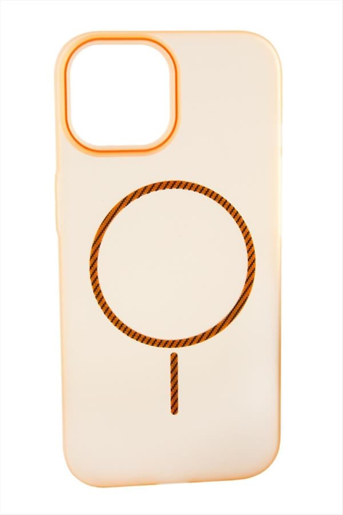 iPhone 15 Pro Max Buzlu Magsaff Kapak Kılıf - Sarı
