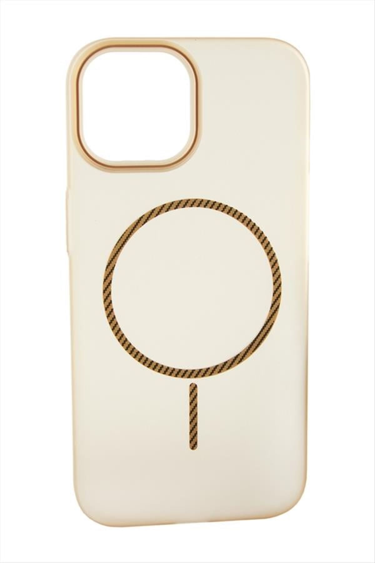 iPhone 12 Buzlu Magsaff Kapak Kılıf - Sarı
