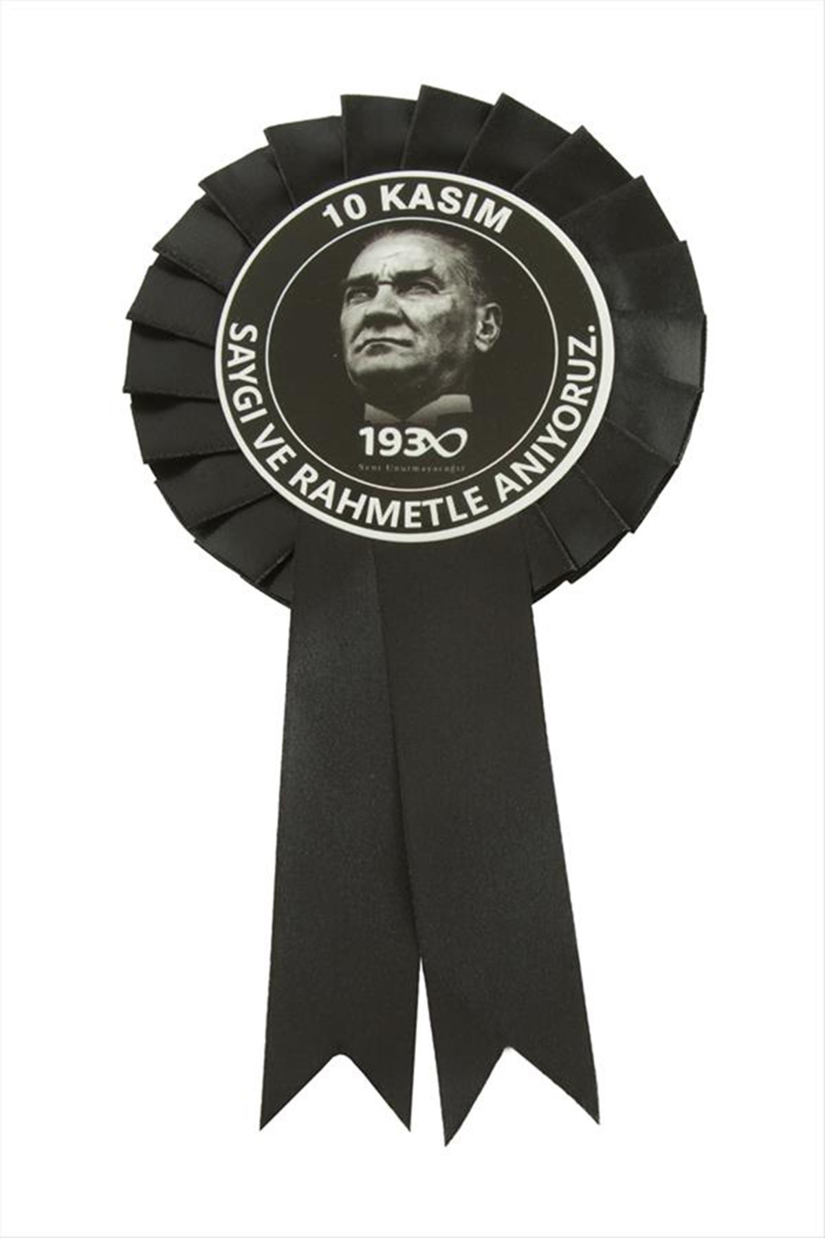 Mustafa Kemal Atatürk Yaka Rozeti Kokartı - Siyah