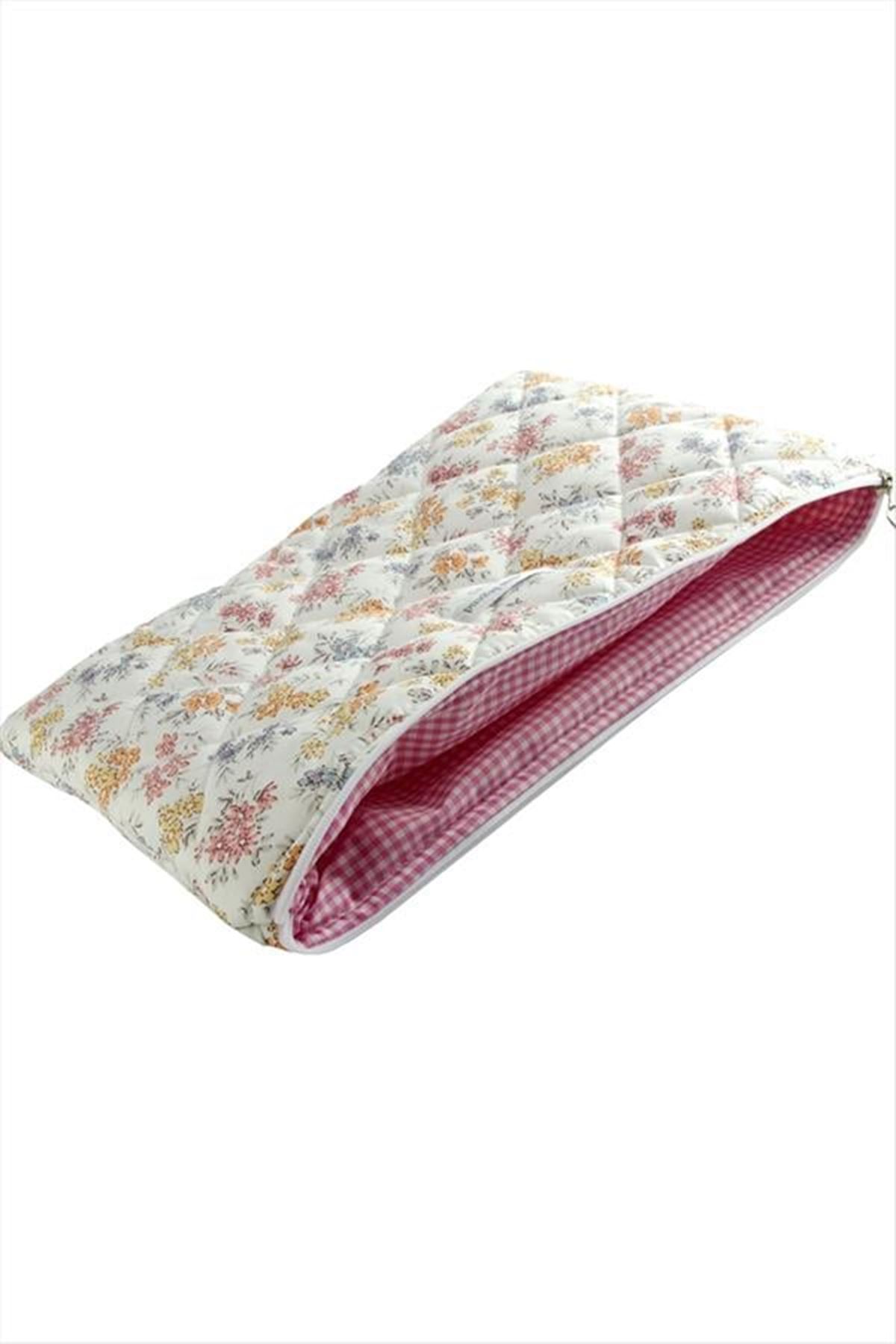 Çiçek Desenli Labtop Bilgisayar Çantası 15*16 inç - Beyaz