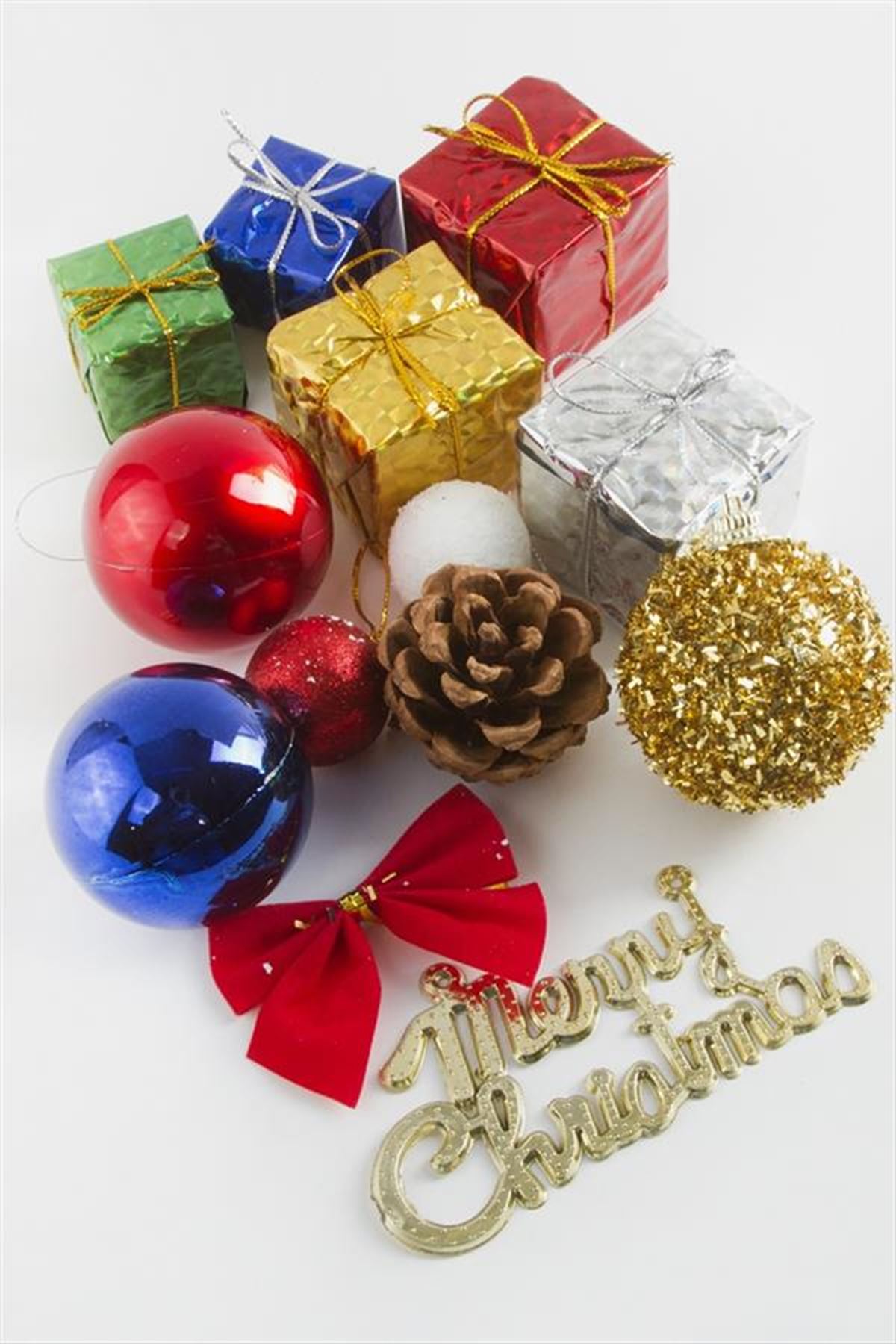 13 Adet Karışık Yılbaşı Ağaç Süsü - Ebruli