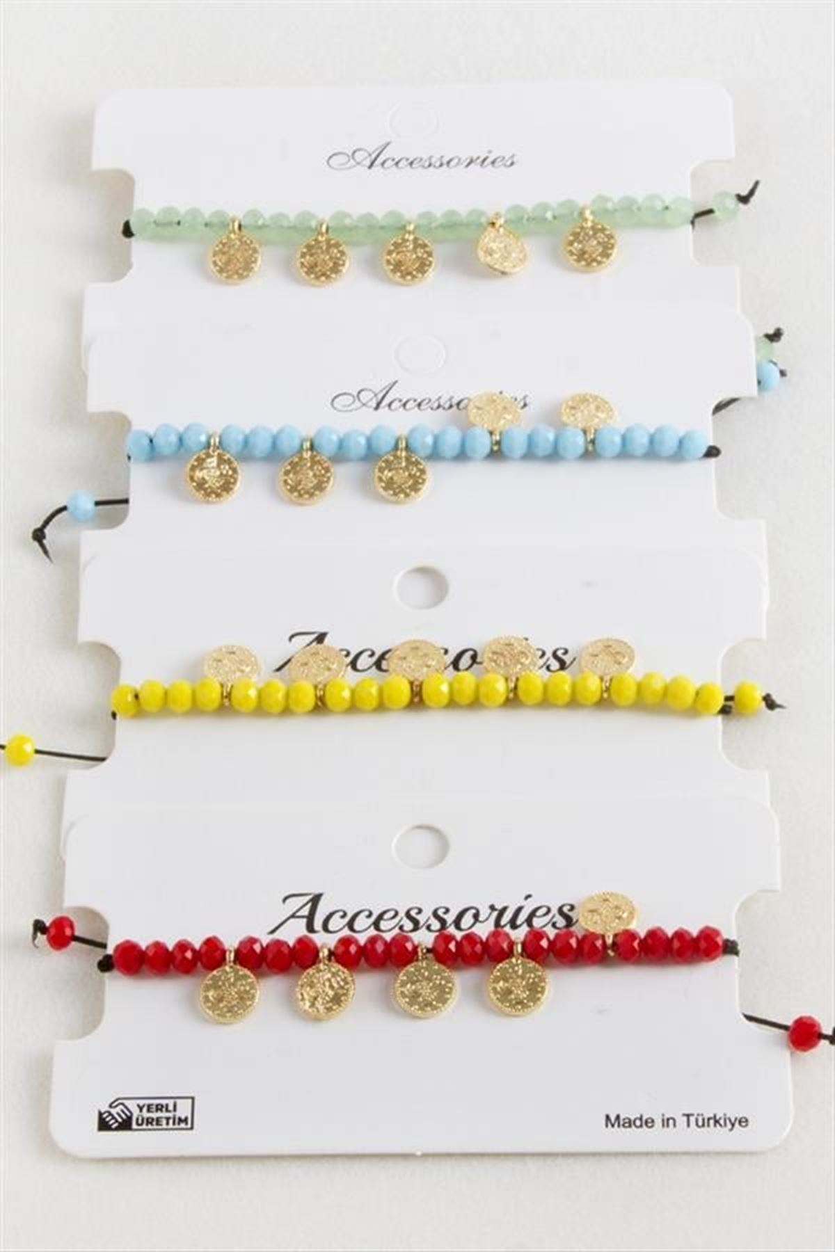 Para Kristal Makrome İp Bileklik - Siyah