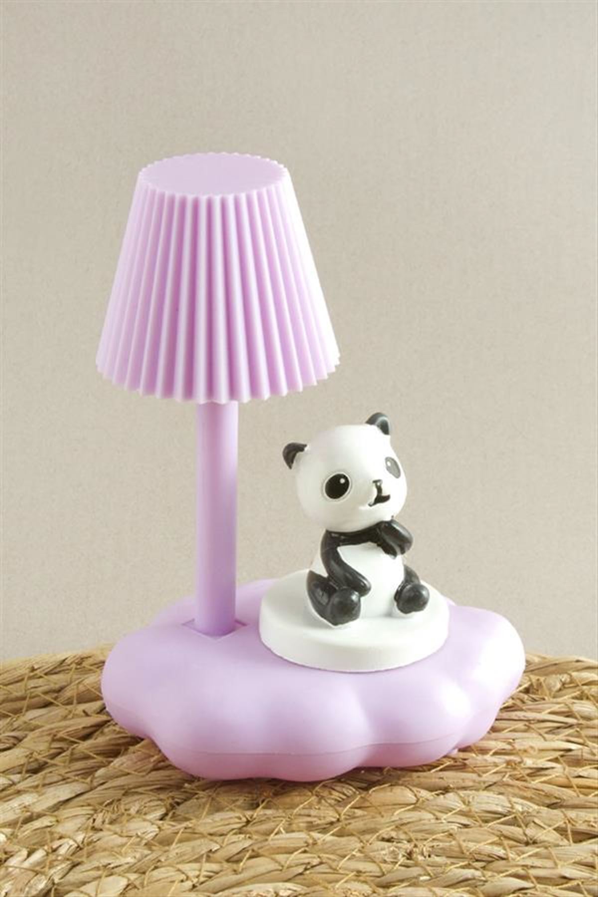 Panda Abajur Işıklı Masa Lambası - Lila