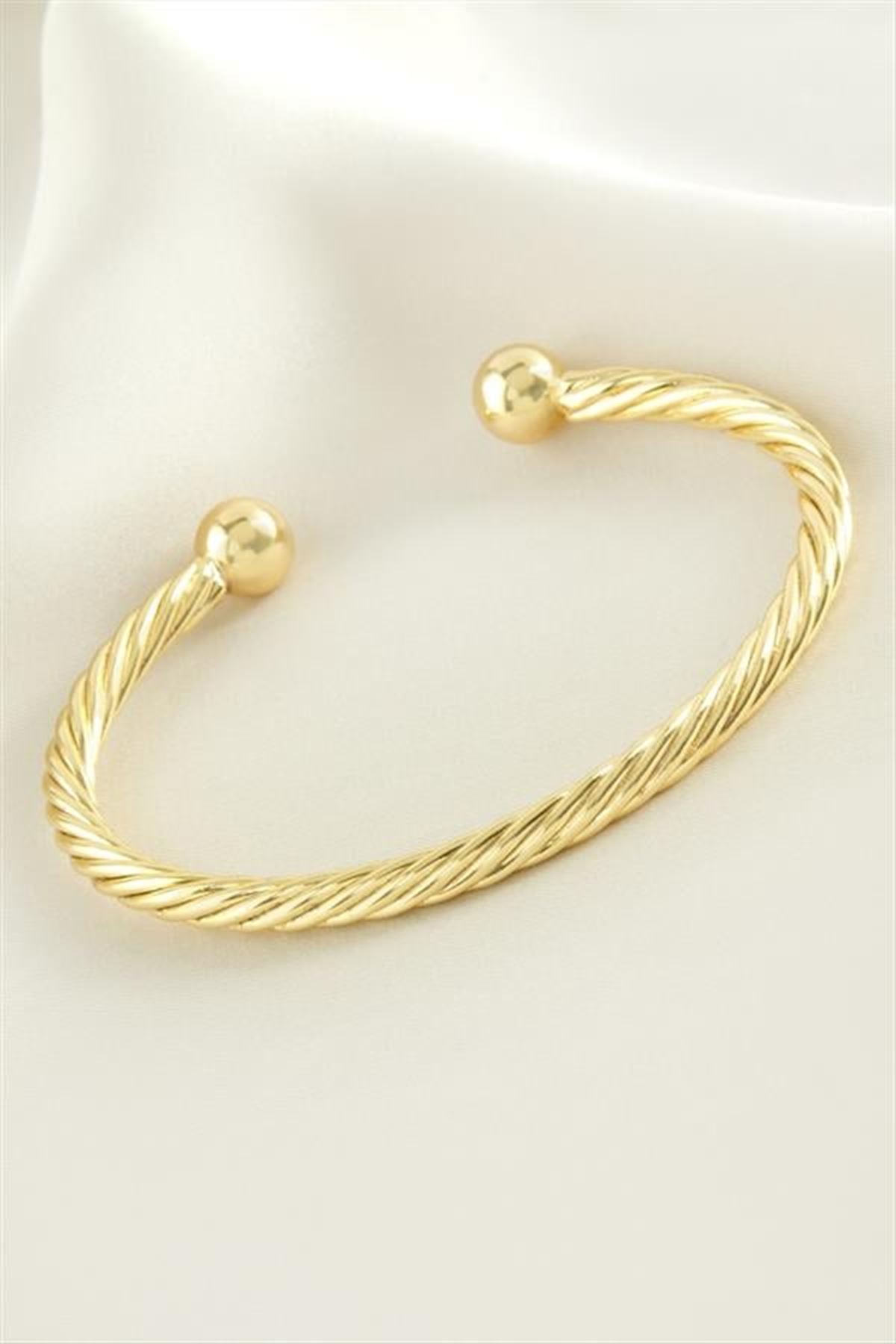 Burgulu Kelepçe Bileklik - Sarı